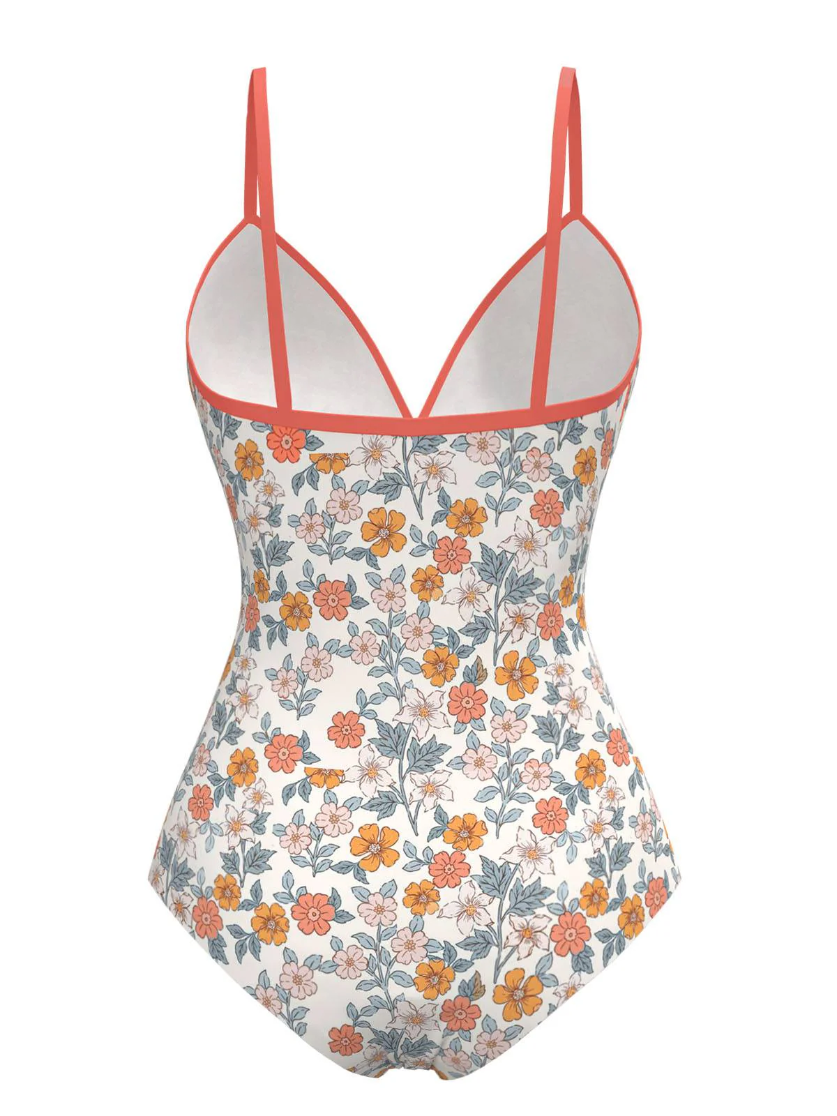 Orange 1960er Gänseblümchen Gerüschtes Badeanzug - Image 3