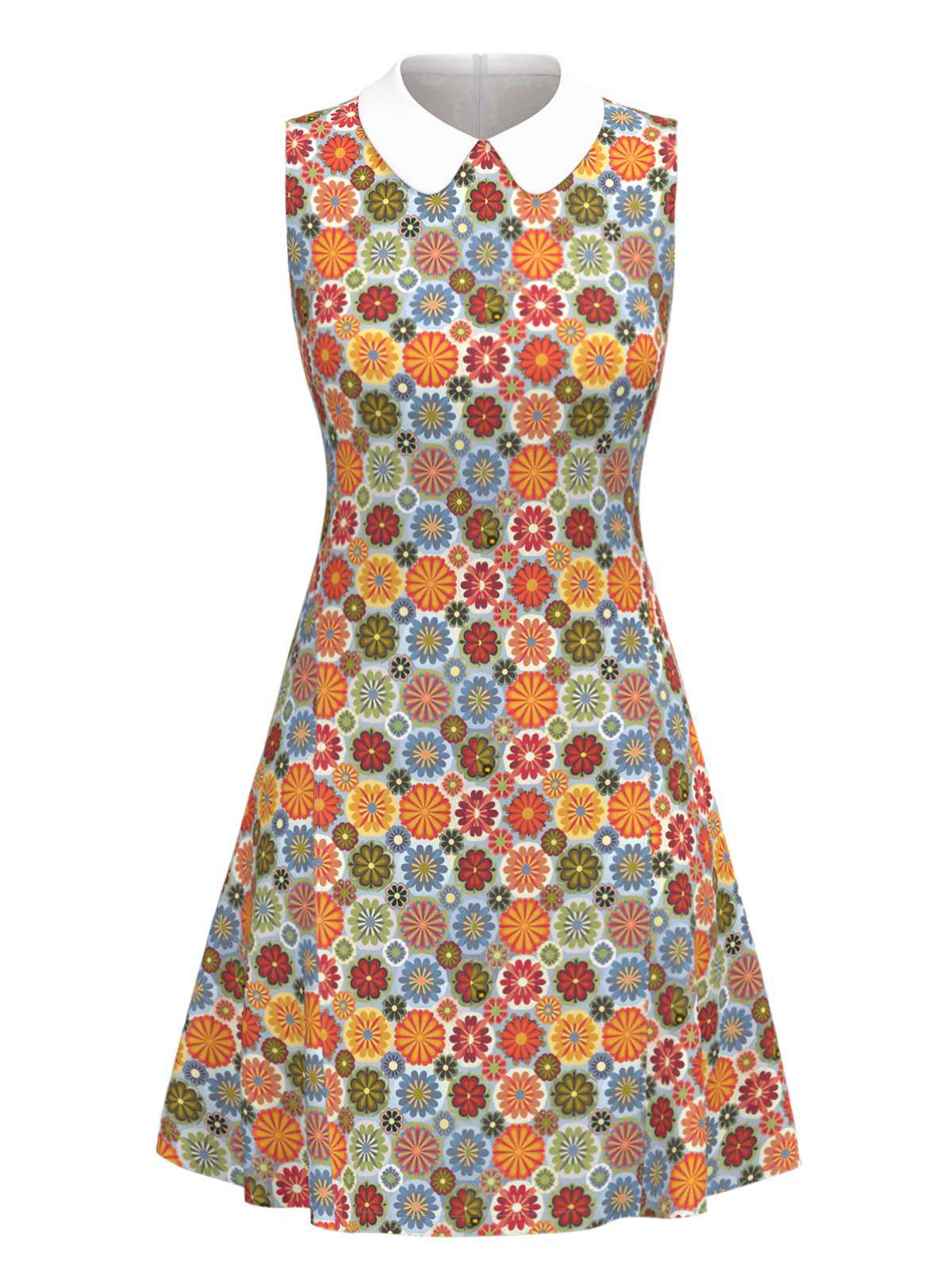 Orange 1960er Gänseblümchen Peter Pan Kragen Kleid - Image 2