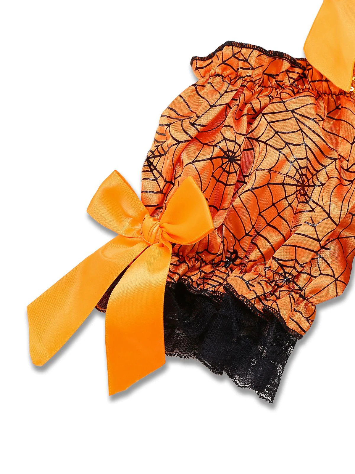 Orange 1960er Halloween Kürbis Spinnennetz Puffärmel Kleid - Image 4