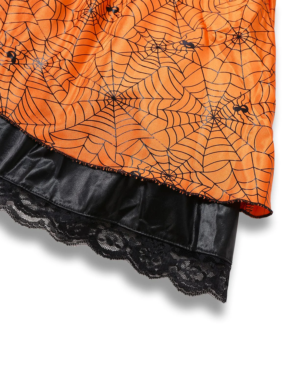 Orange 1960er Halloween Kürbis Spinnennetz Puffärmel Kleid - Image 5