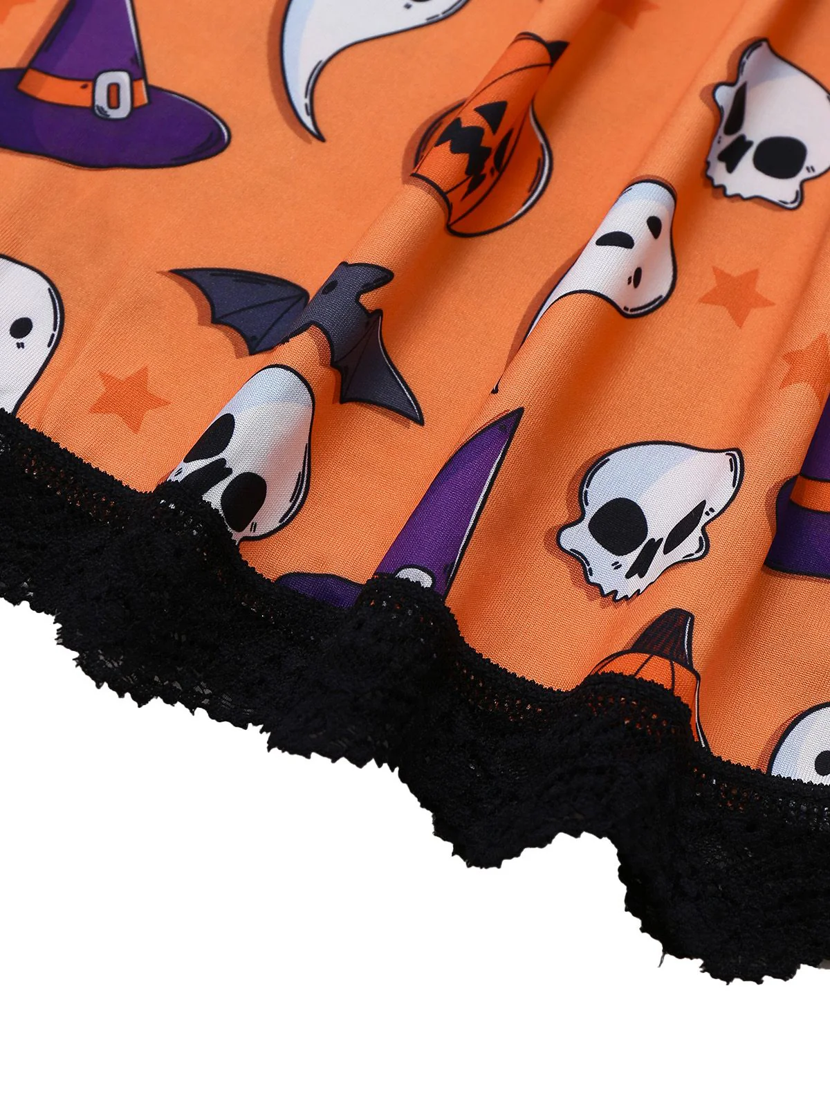 Orange 1960er Halloween Spitze Patchwork Nachtwäsche - Image 5