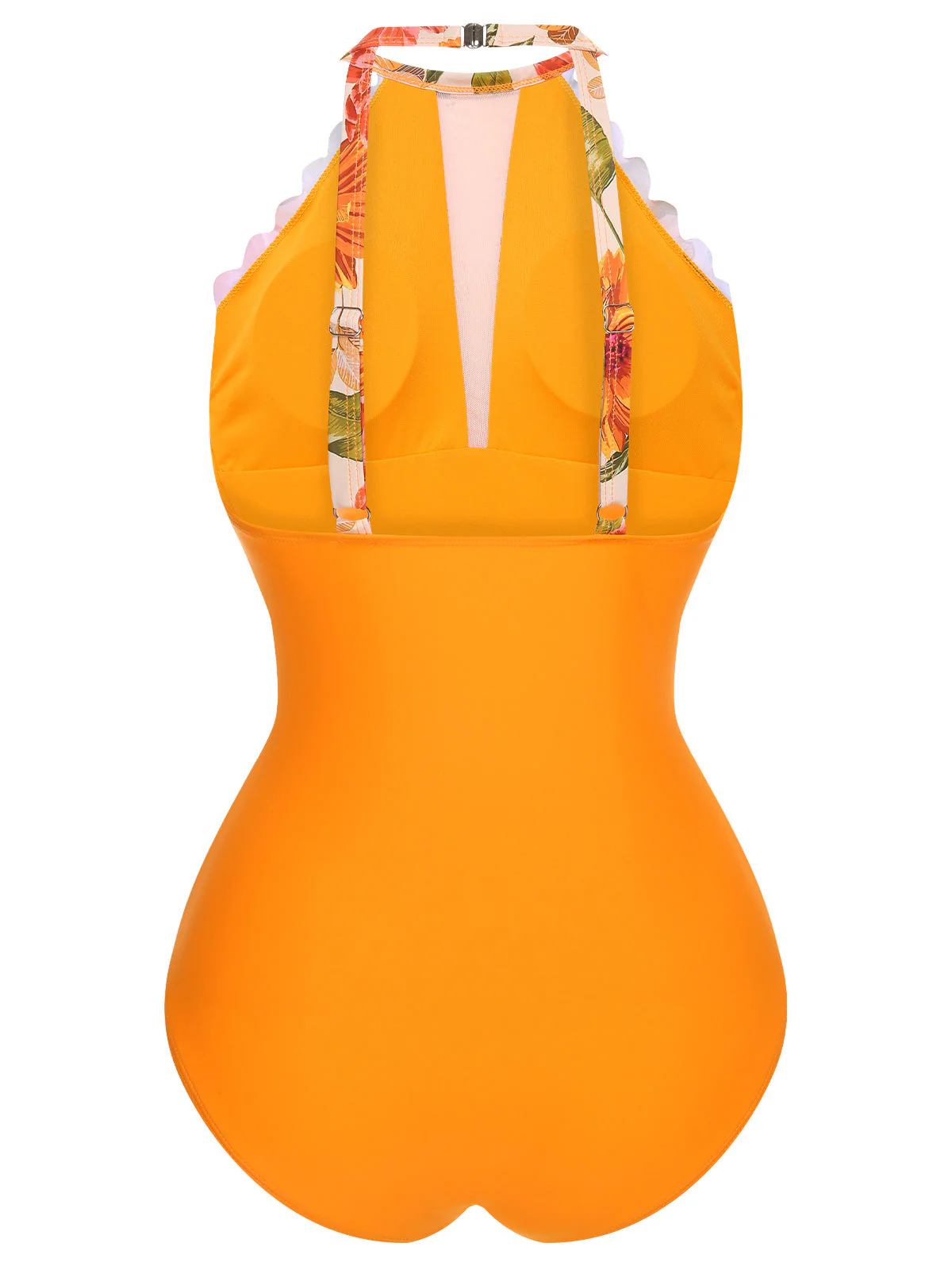 Orange 1960er Halter Blumen Einteiliger Badeanzug - Image 3