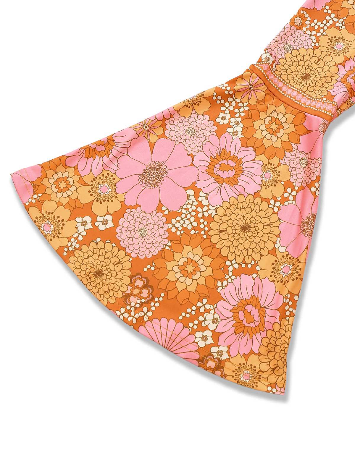 Orange 1960er Hippe Glockenärmel Blumen Kleid - Image 4