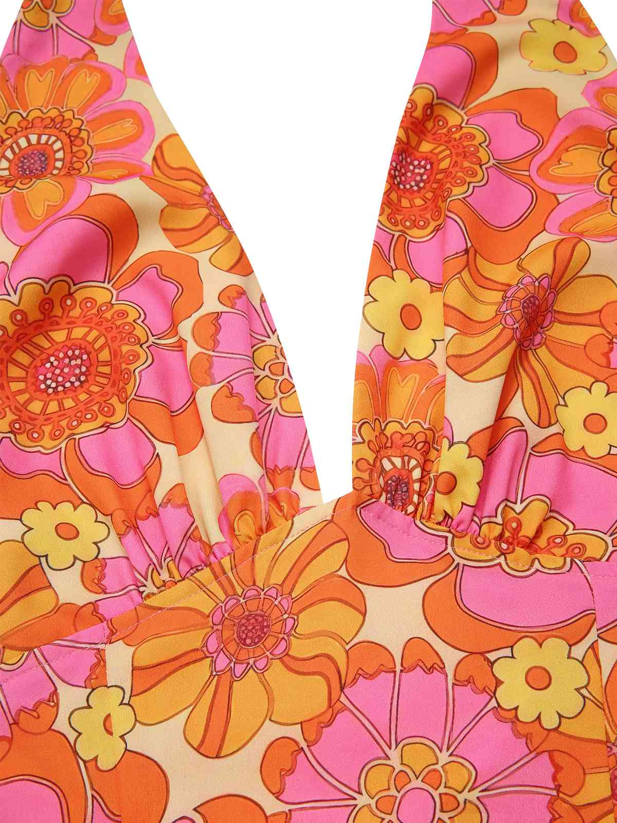 Orange 1960er Hippie Blumen Halfter Top - Image 6