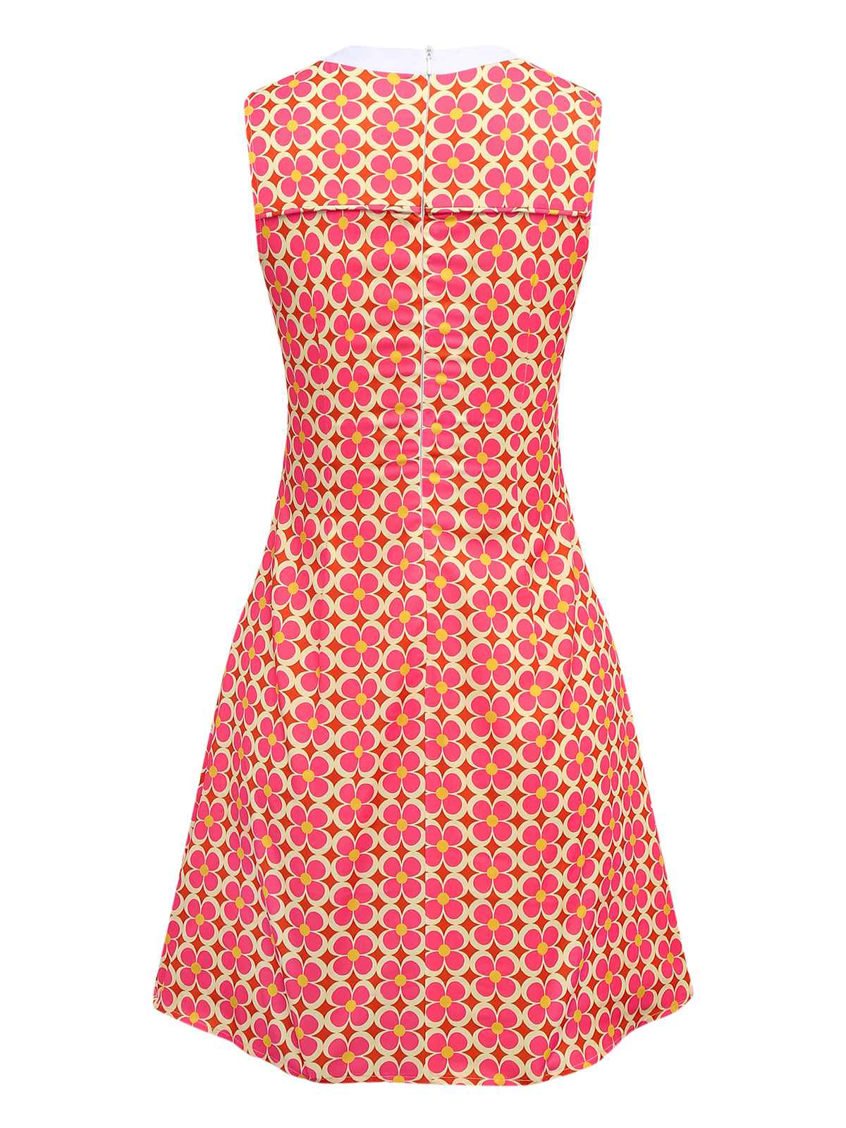 Orange 1960er Hippie Blumen Rundhals Kleid - Image 4