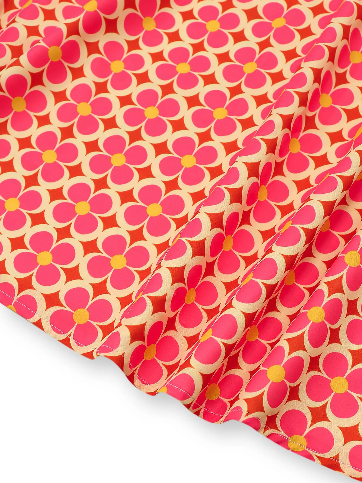 Orange 1960er Hippie Blumen Rundhals Kleid - Image 6