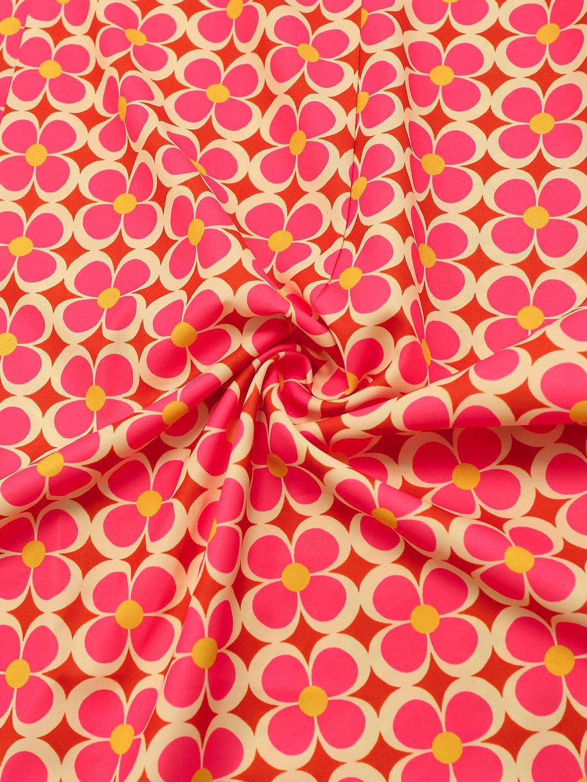 Orange 1960er Hippie Blumen Rundhals Kleid - Image 7