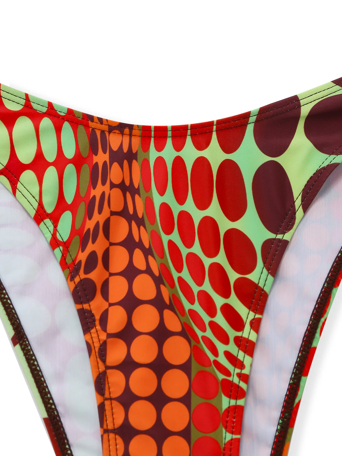 [Vorverkauf] Orange 1960er Psychedelisch Polka Dot Netz Bikini Set - Image 6