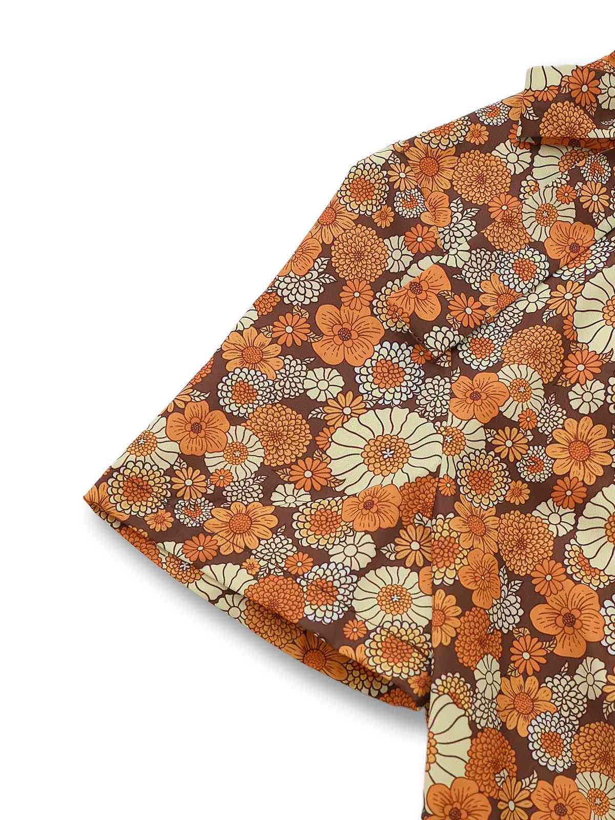 [Vorverkauf] Orange 1970er Gänseblümchen Cord Krawattenhals Jumpsuit - Image 6