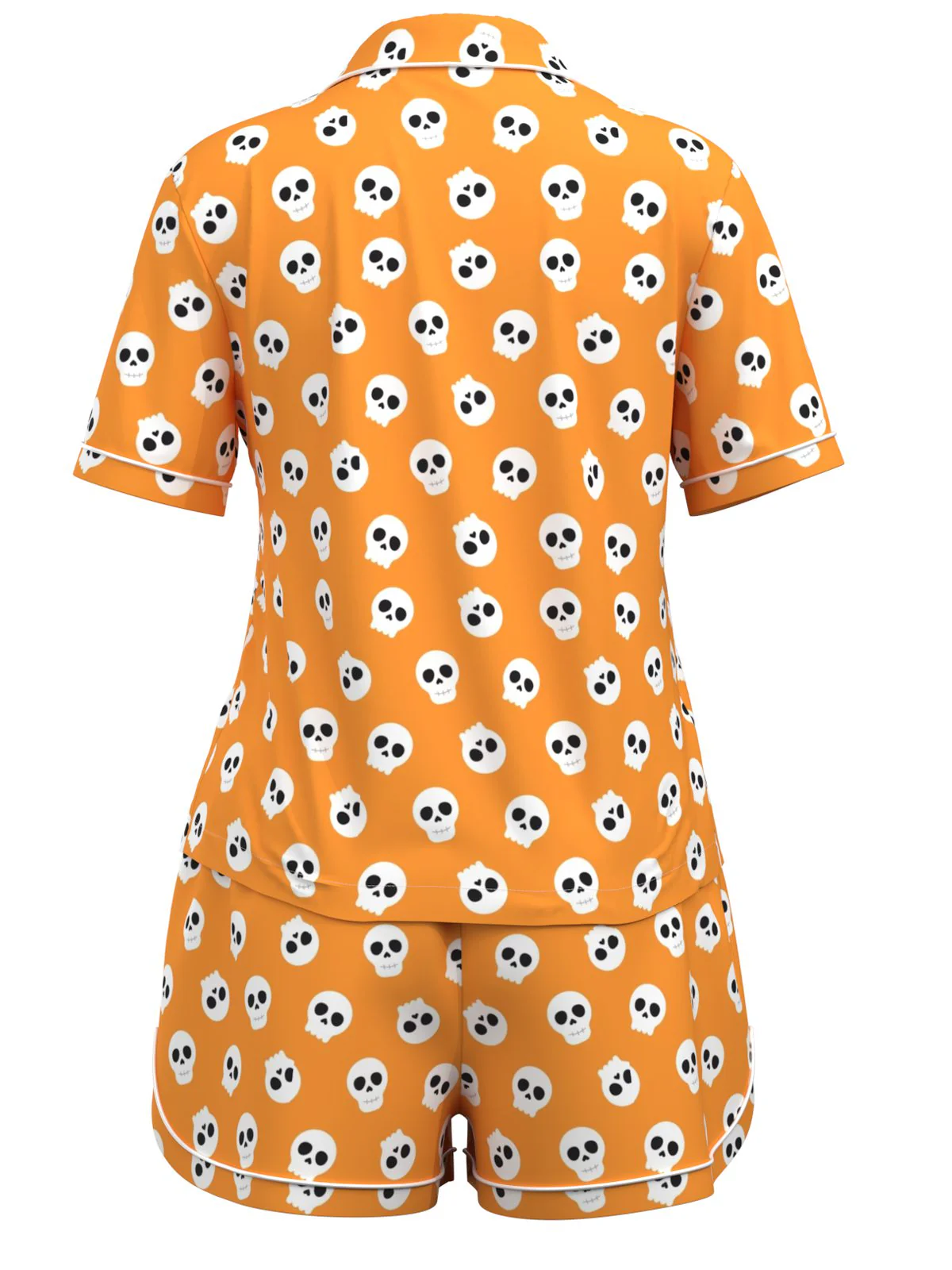 Orange 1970er Halloween Cartoon Totenkopf Pyjama - Image 3