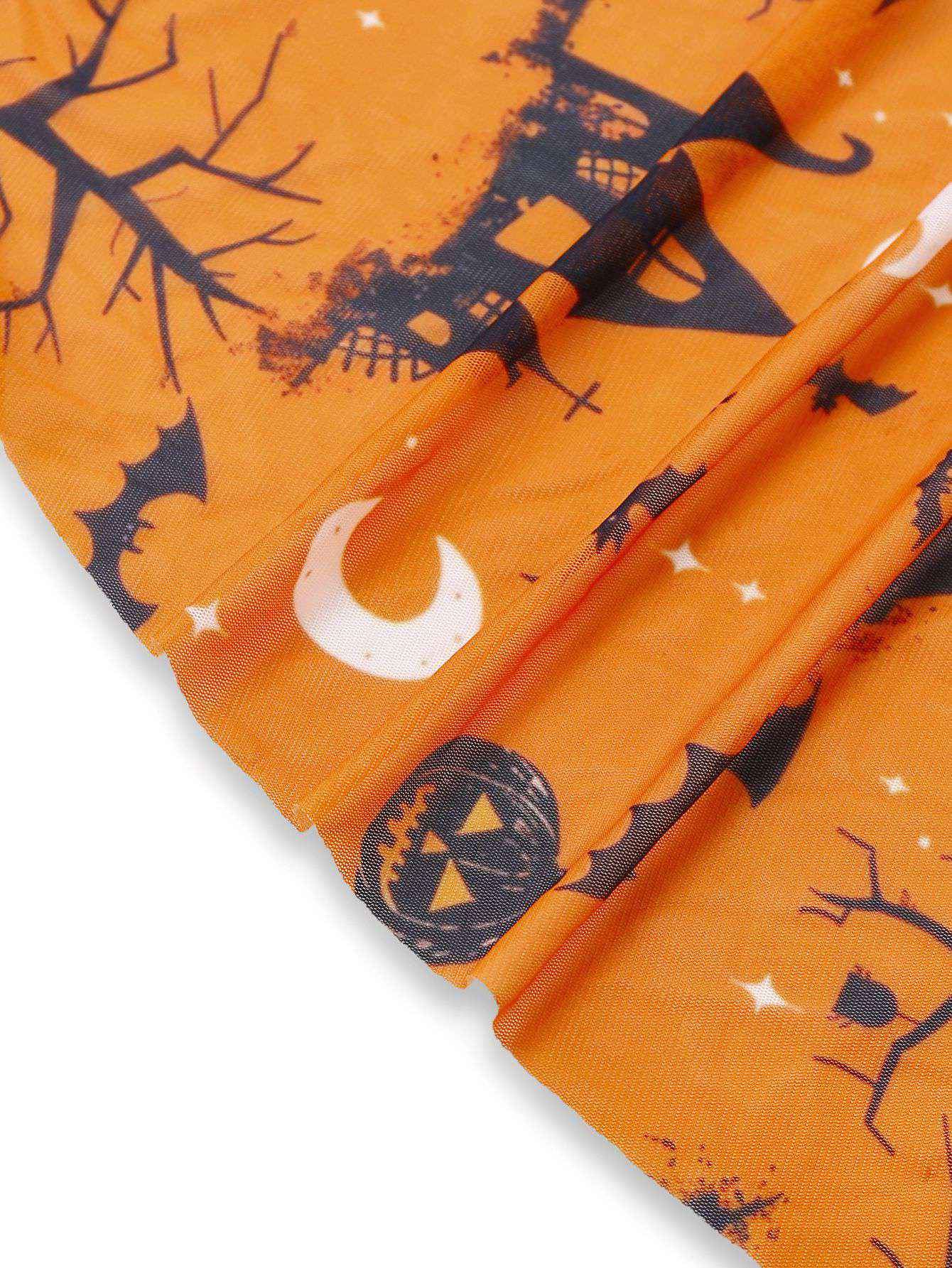 Orange 1970er Halloween Kürbis Druck Spitze Halter Nachthemd - Image 5