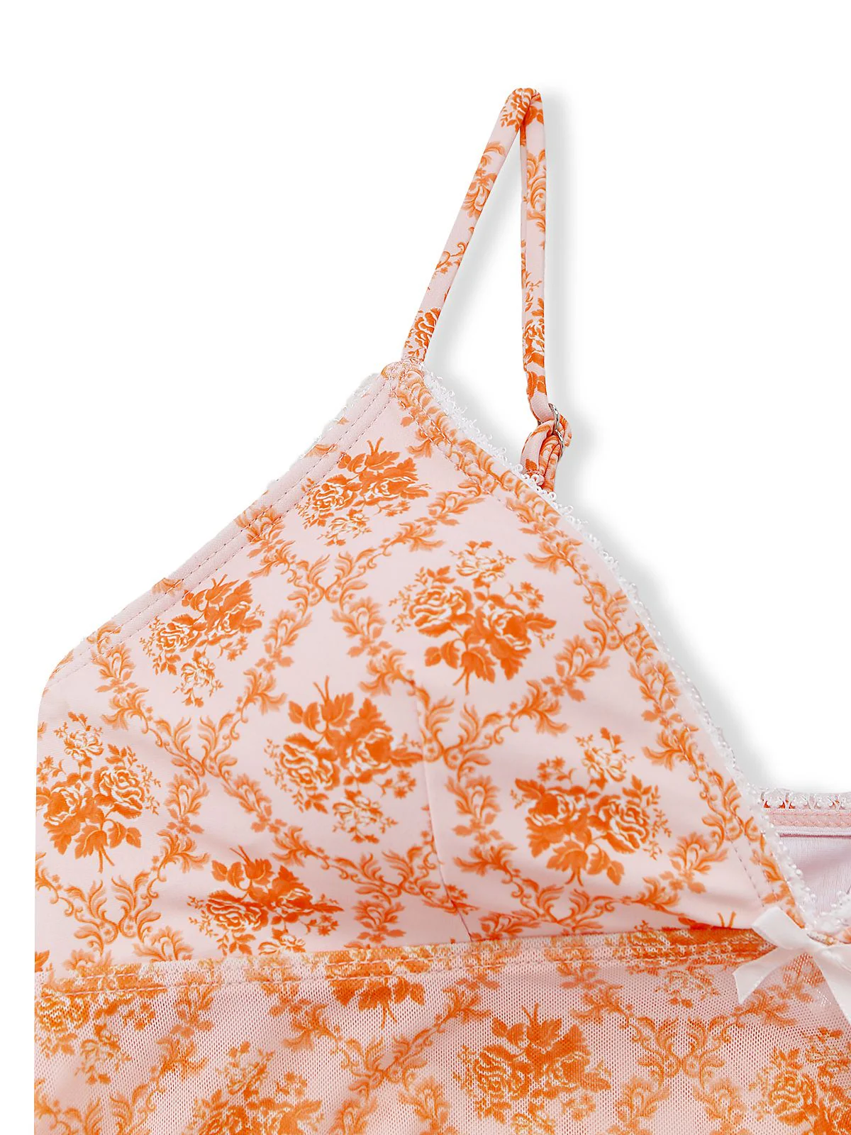 Orange 1970er Tief V-Ausschnitt Blumen Druck Tankini Set - Image 5