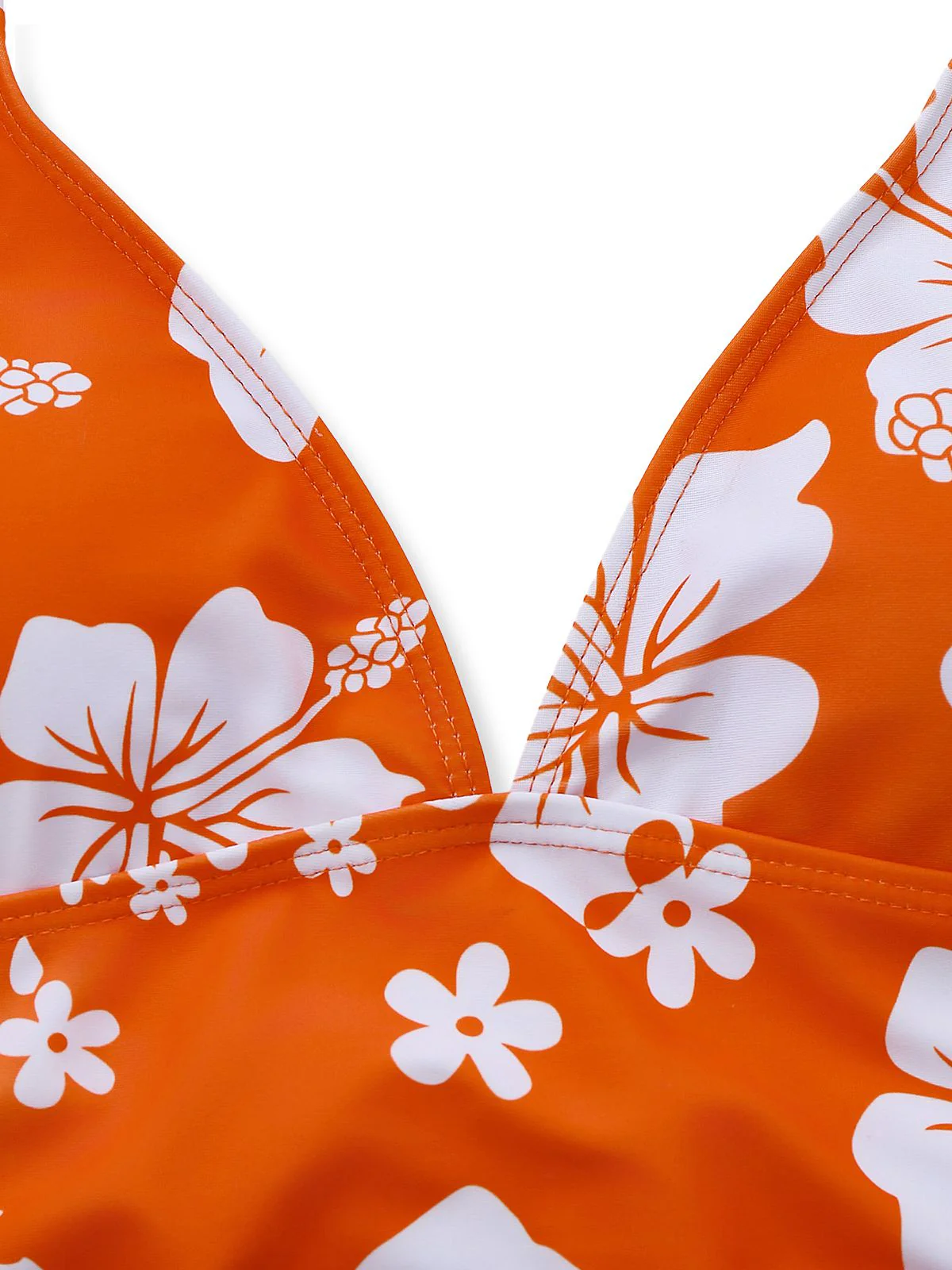 Orange 1970er Tropisch Blumen Halter Tankini Set - Image 4