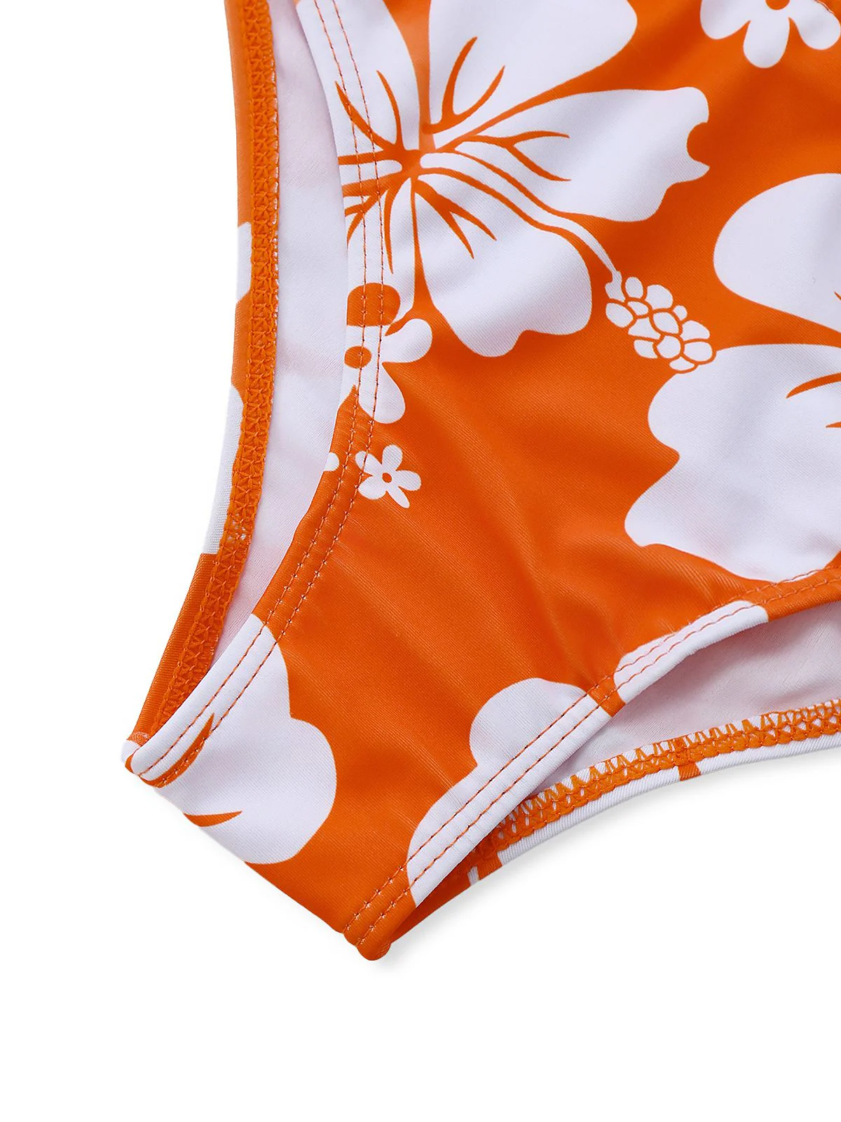 Orange 1970er Tropisch Blumen Halter Tankini Set - Image 6