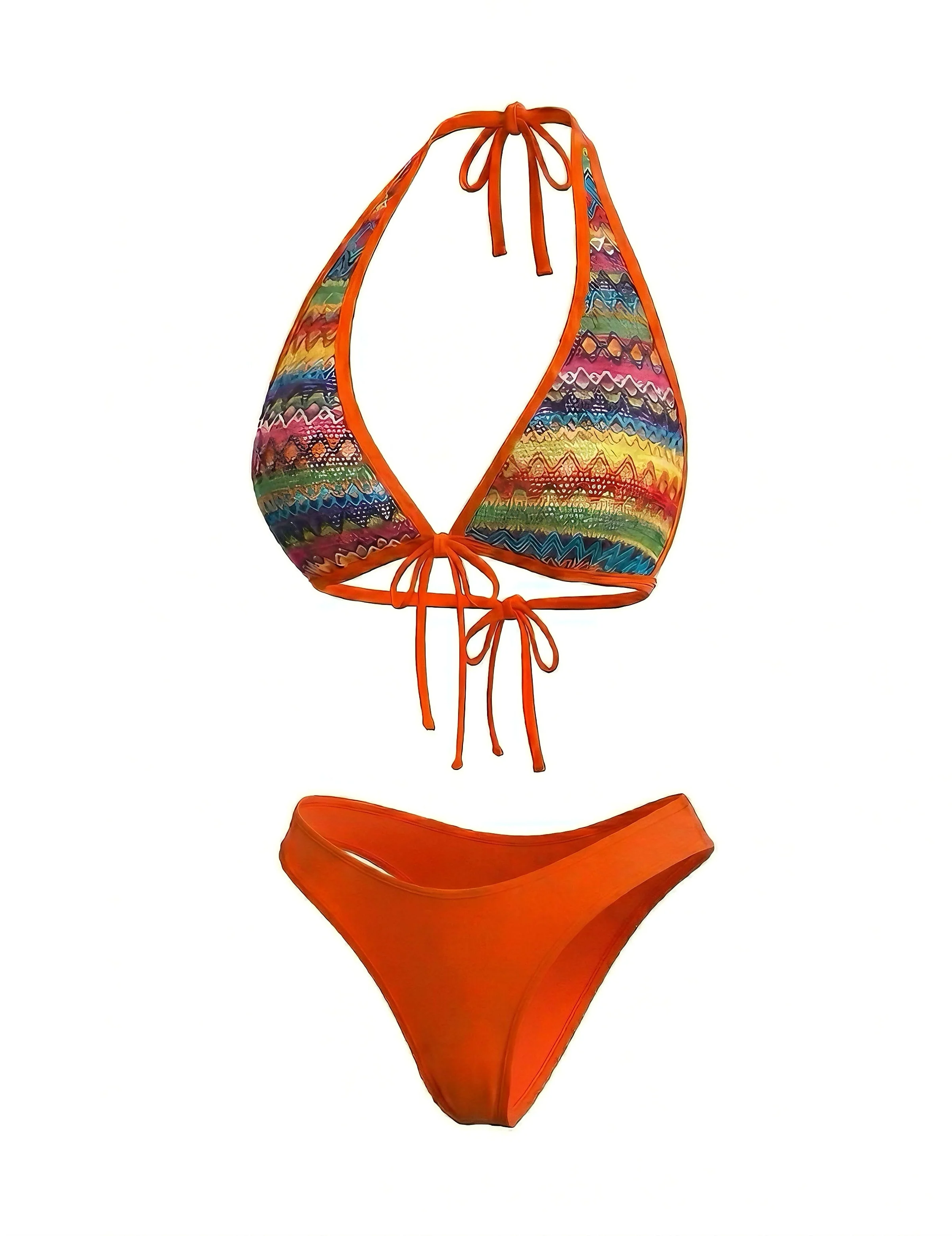 Orange 80er Boho Bikini-Set & Rock-Cover-Up - Image 4