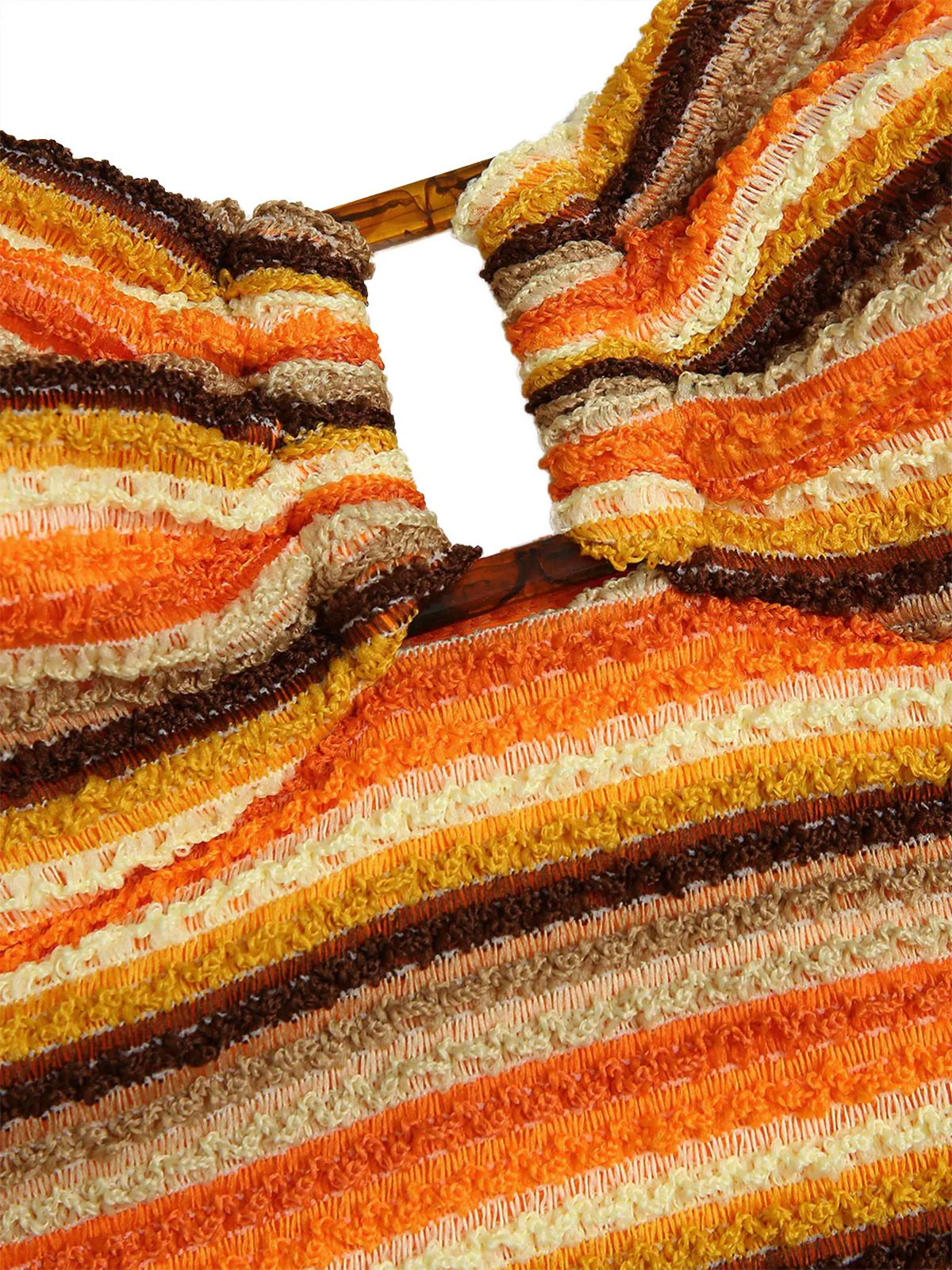 Orange 1980er Stricken Streifen Neckholder Tankini Set - Image 4