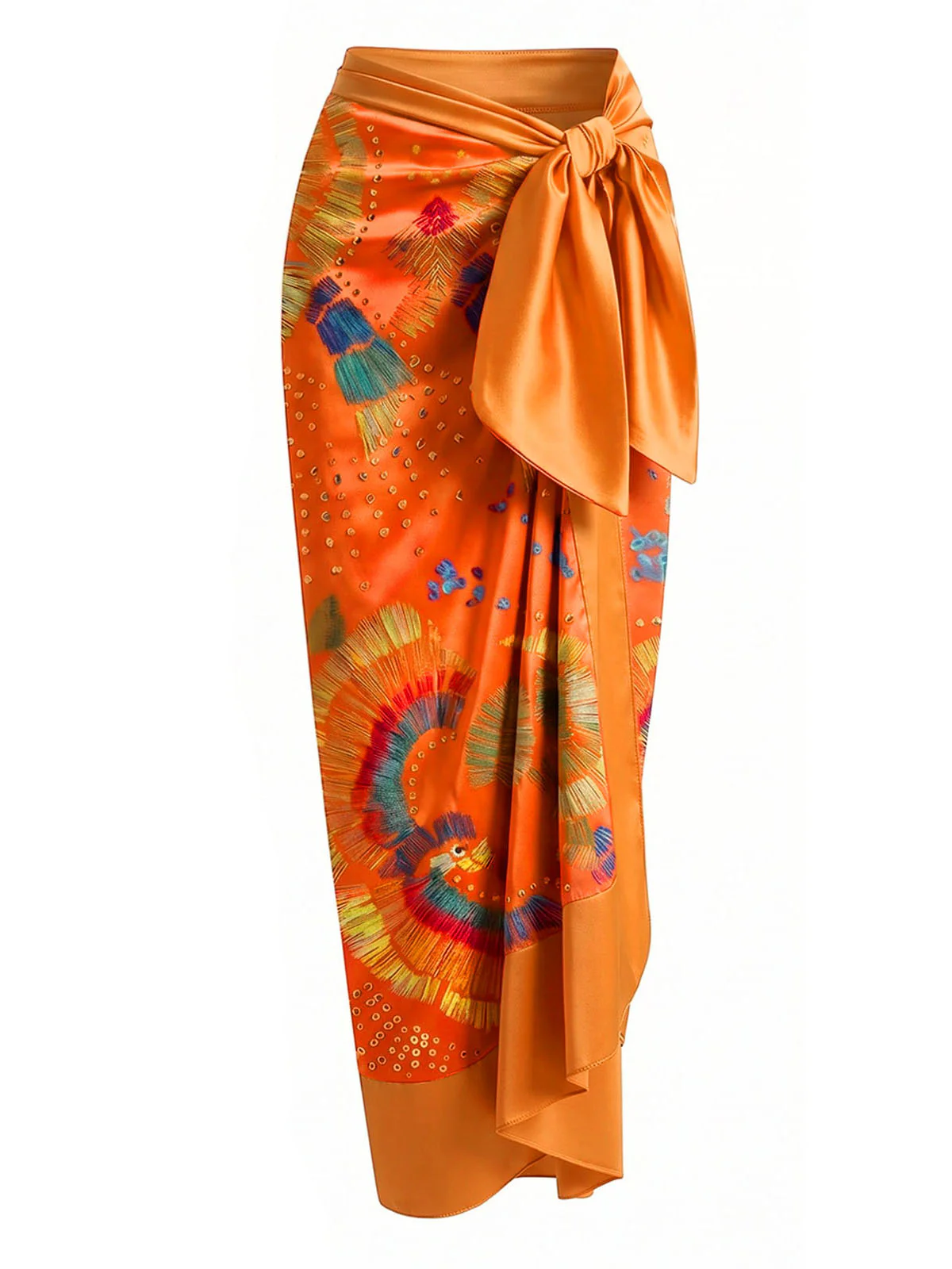 [Vorverkauf] Orange 50er Badeanzug & Cover-Up mit Tribal-Print und Neckholder - Image 3