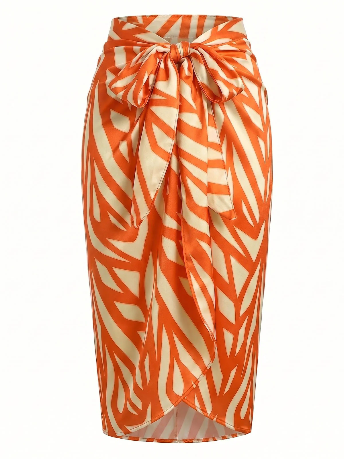 [Vorverkauf] Orange 60er Badeanzug & Cover-Up mit Abstrakt-Print und Cut-out - Image 3