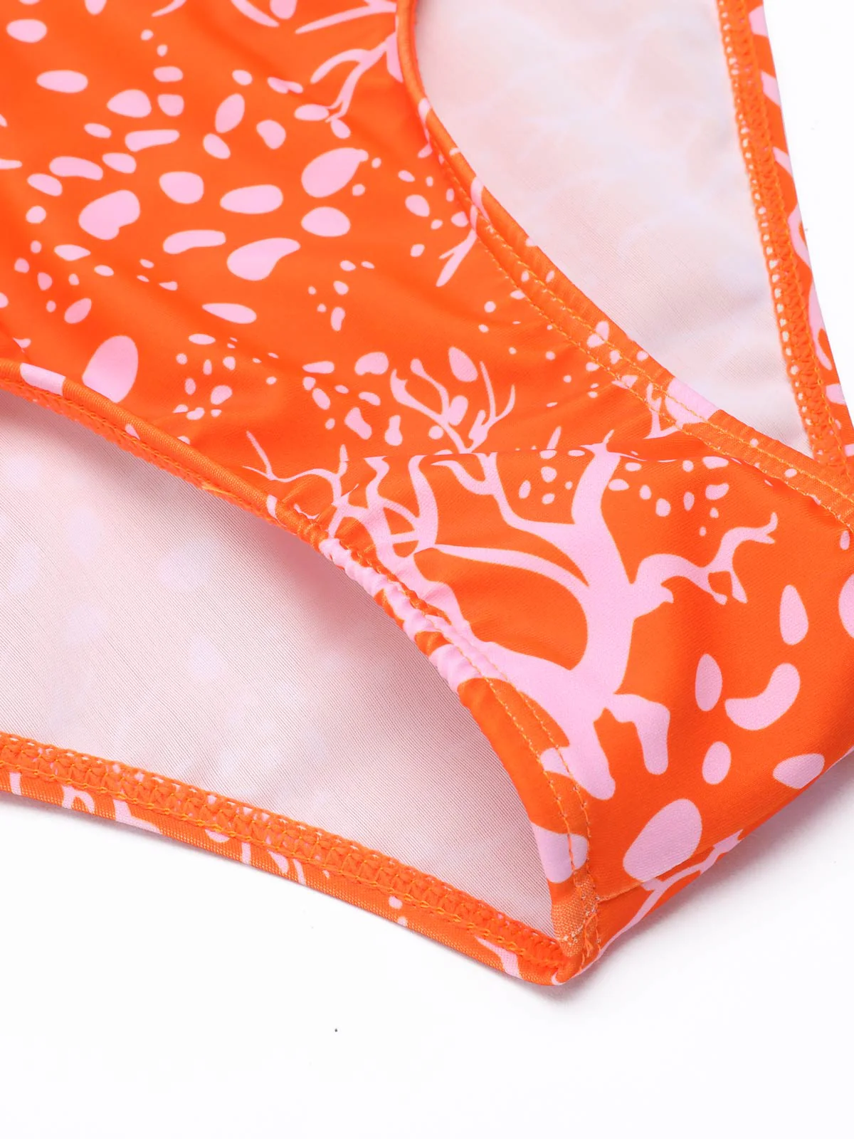 ORANGE BLUMEN-SCHNÜR-EINTEILER-BADEANZUG - Image 4