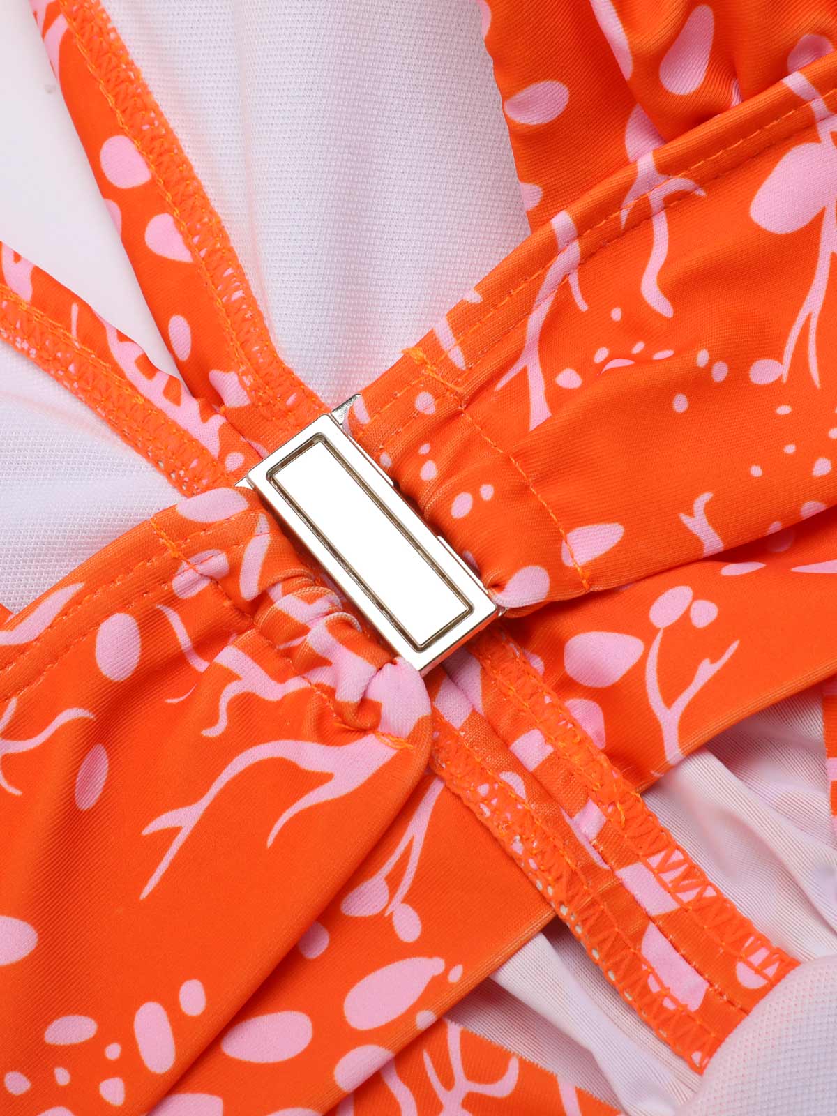 ORANGE BLUMEN-SCHNÜR-EINTEILER-BADEANZUG - Image 6