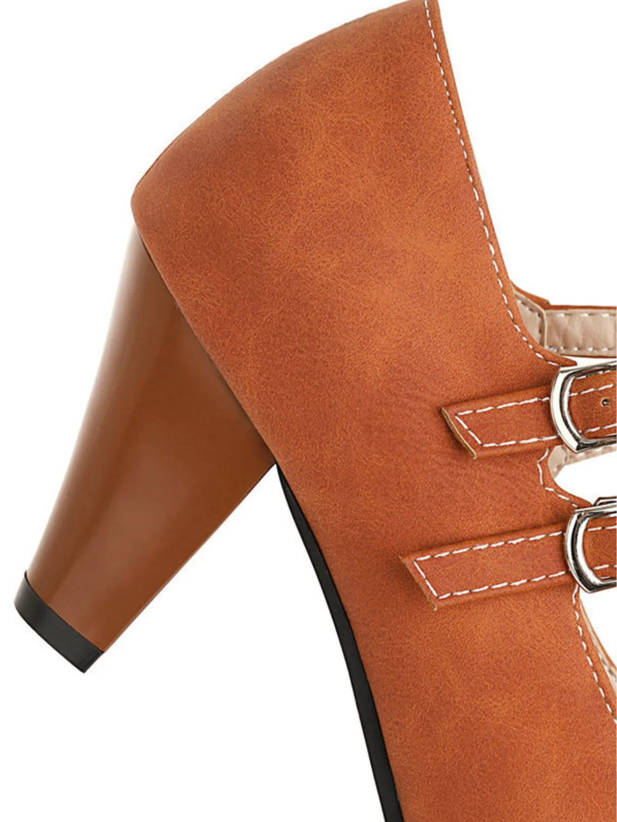Orange Doppelschnalle Träger Mary Jane Heels Schuhe - Image 3