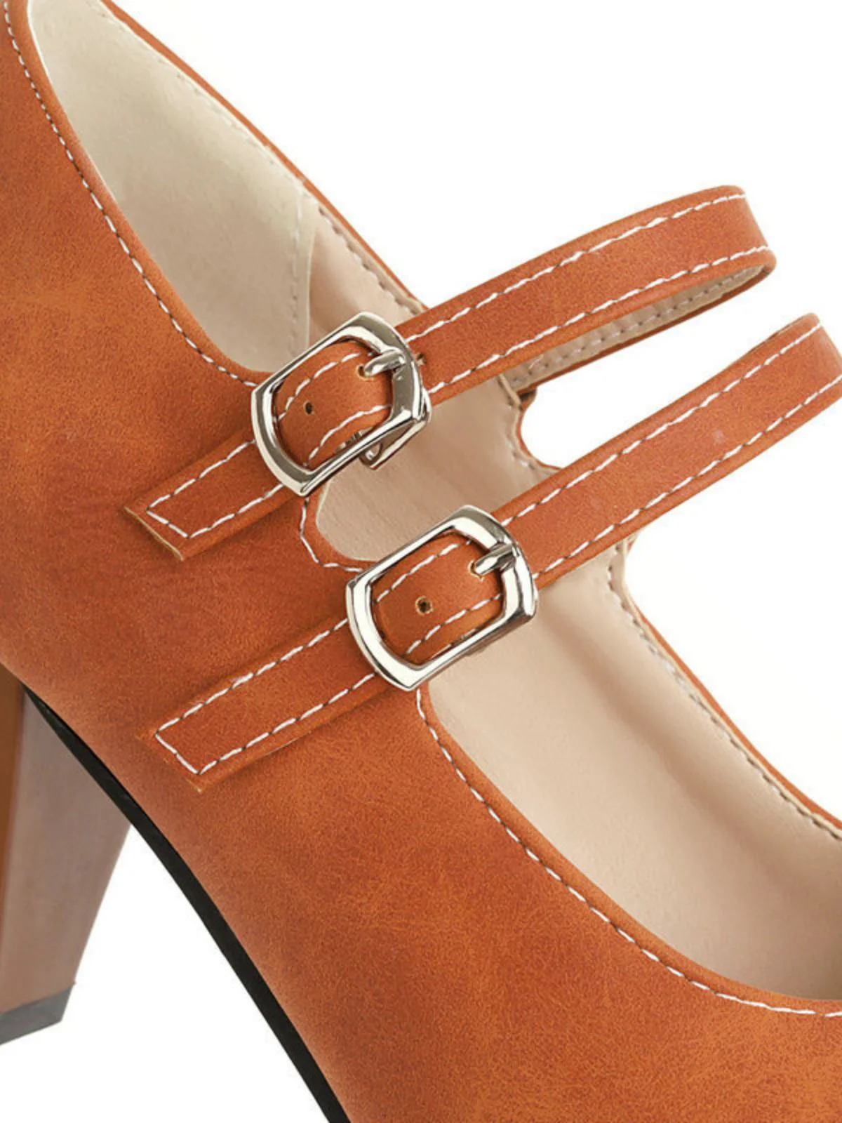 Orange Doppelschnalle Träger Mary Jane Heels Schuhe - Image 5