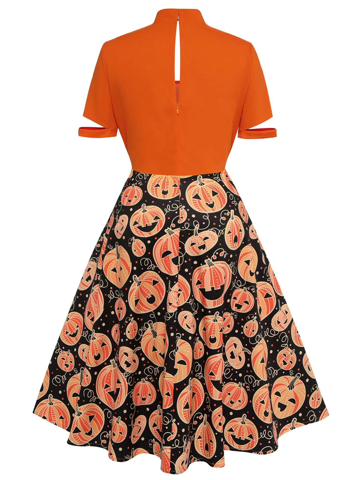 Orange 1950er Halloween Kürbis Swing Kleid - Image 4
