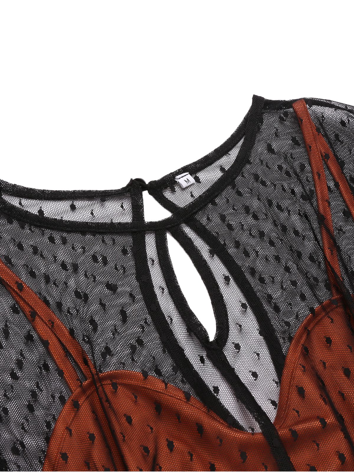 ORANGE VINTAGE KURZARM DOT PENCIL KLEID - Image 4