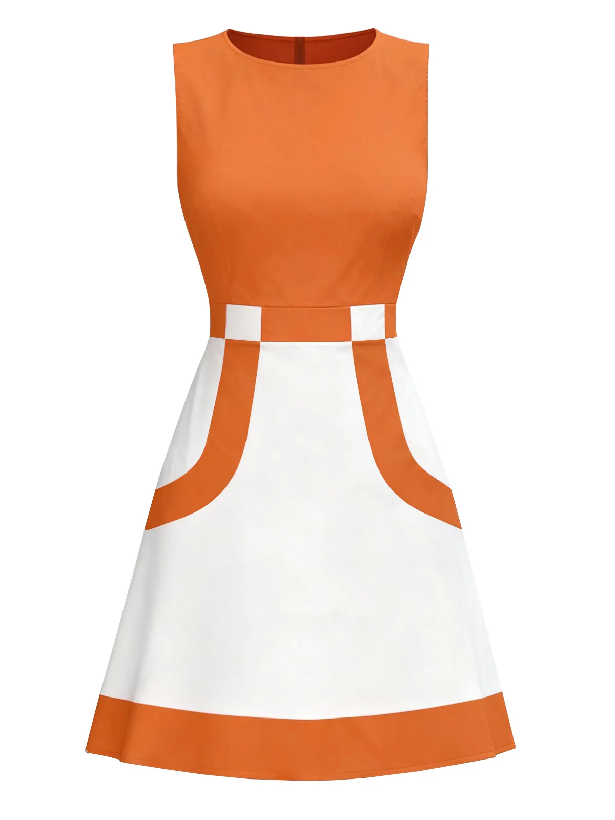 Orange & Weiß 1960er Farbblock Ärmelloses Mod Kleid - Image 2