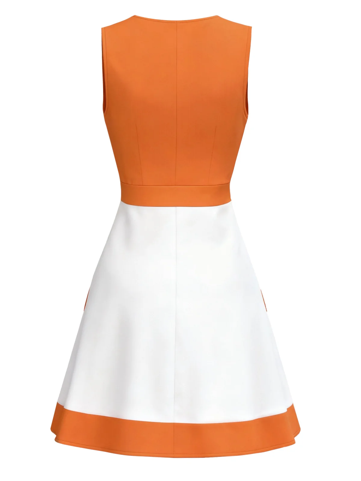 Orange & Weiß 1960er Farbblock Ärmelloses Mod Kleid - Image 3