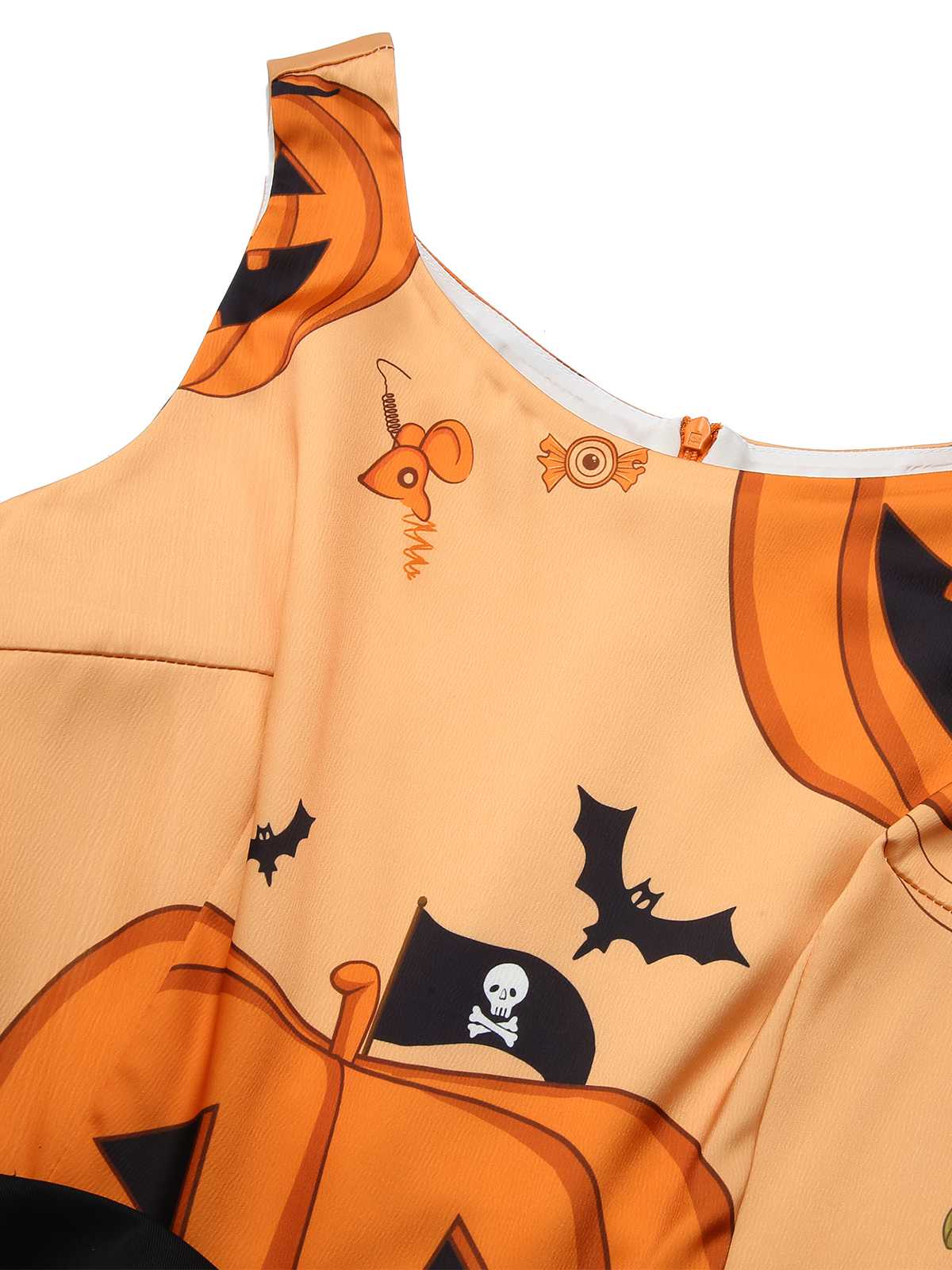 Orangefarbenes ärmelloses 1950er Halloween-Kleid mit Perlenstickerei - Image 5