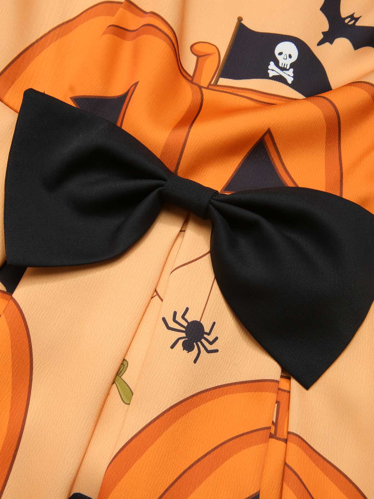Orangefarbenes ärmelloses 1950er Halloween-Kleid mit Perlenstickerei - Image 6