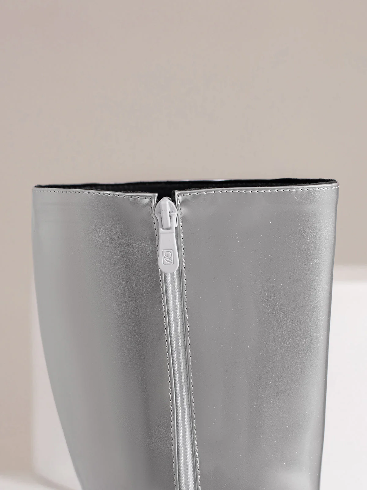 Solide Patent Leder Round Toe Hoher Absatz Stiefel - Image 29