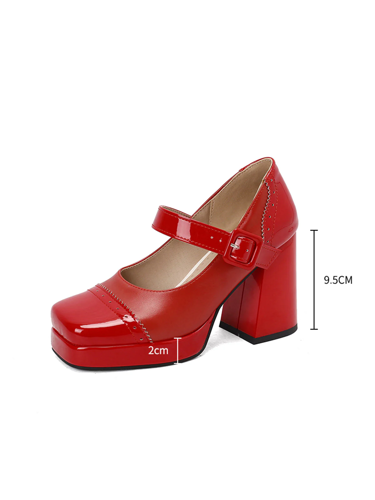 Patent Leder Block Ferse Quadrat Zehe High Heels - Image 6