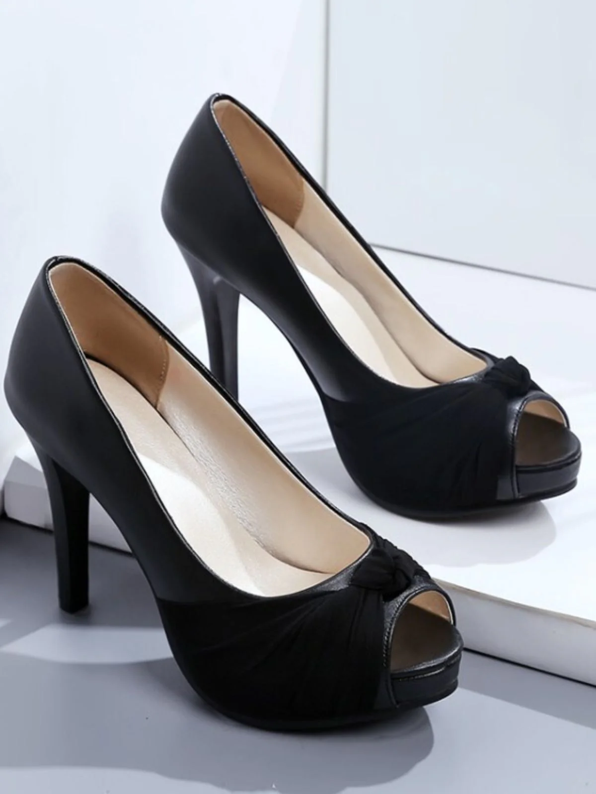 Peep Toe Knot Stilettos High Heels - Image 10