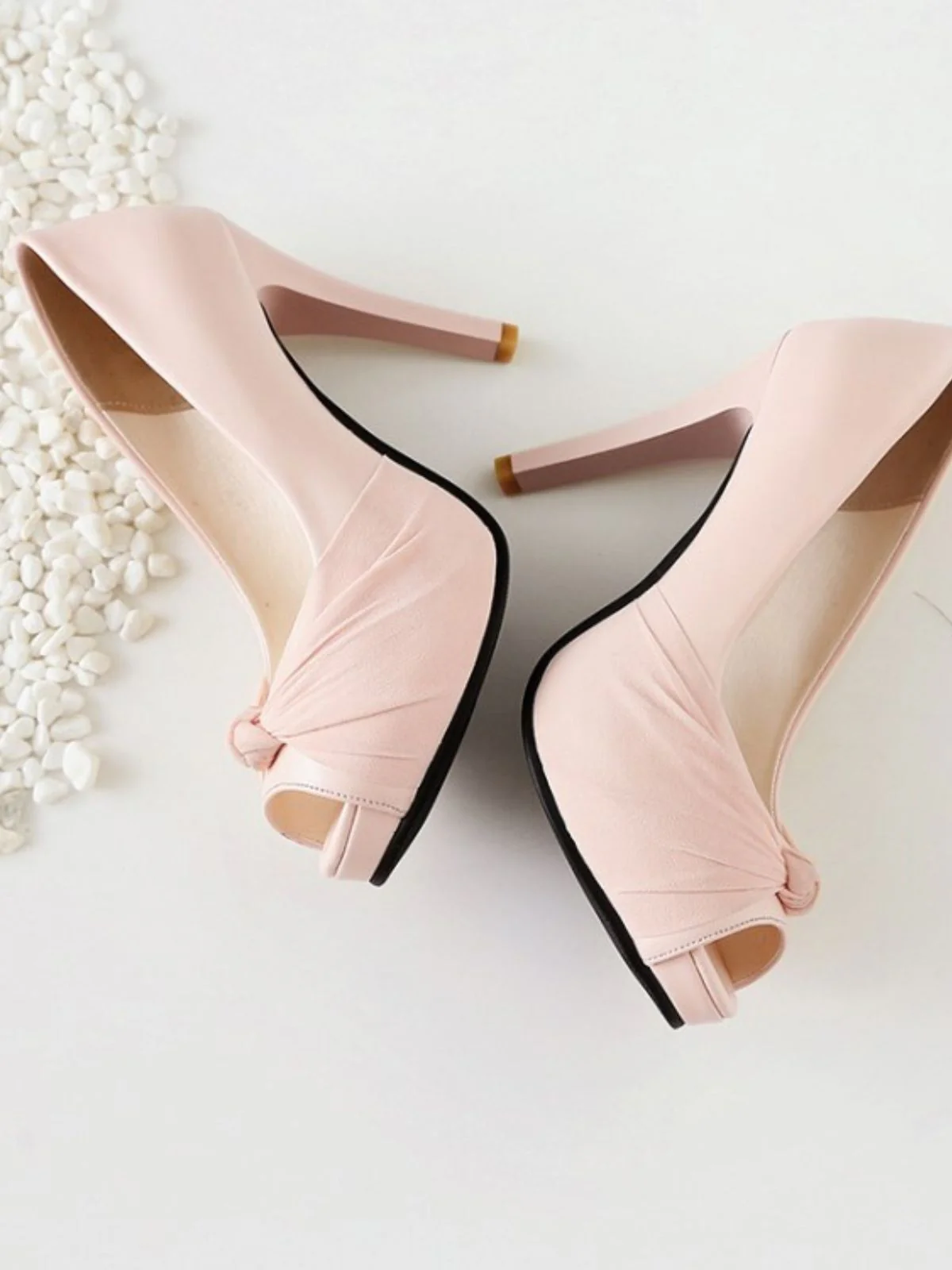 Peep Toe Knot Stilettos High Heels - Image 17