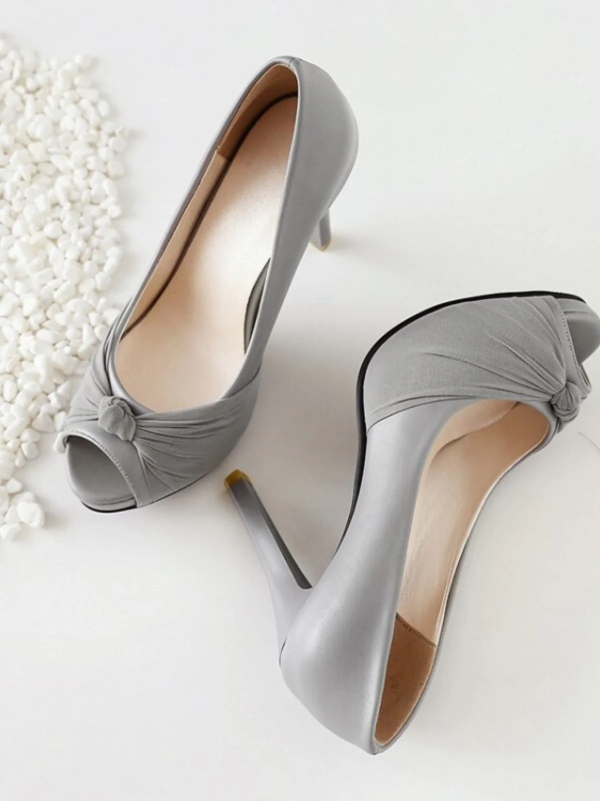 Peep Toe Knot Stilettos High Heels - Image 5