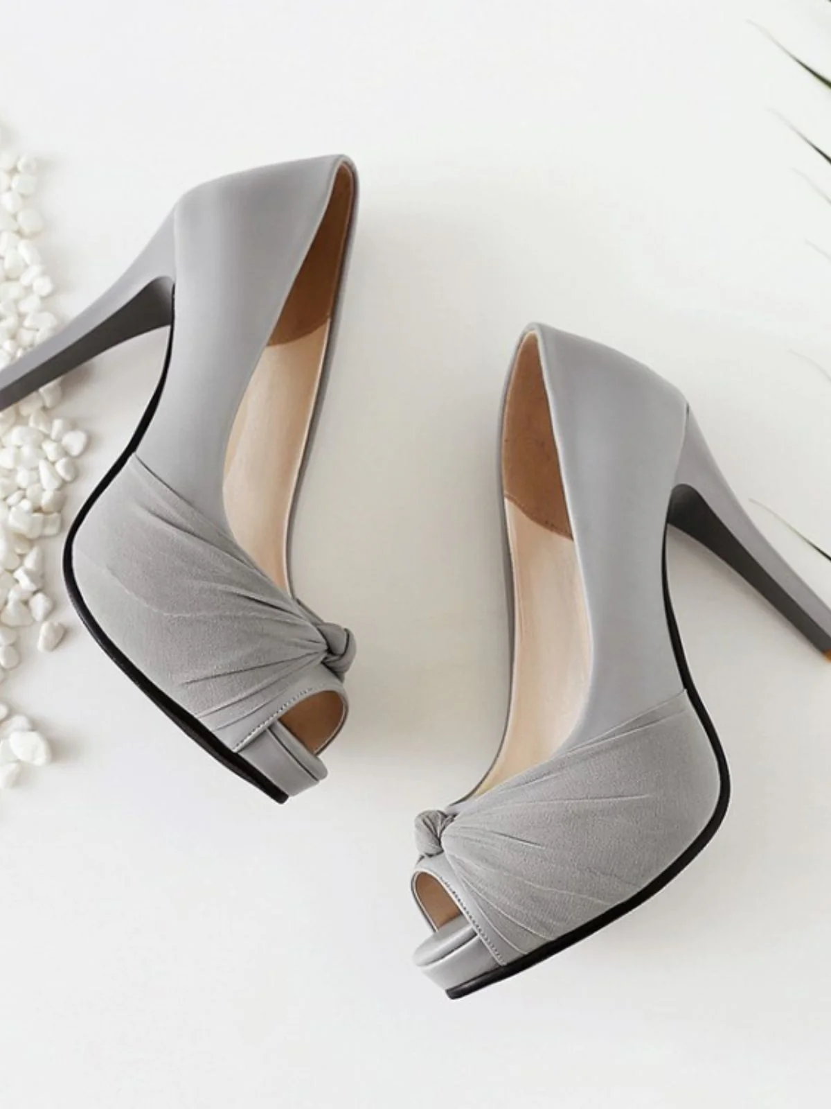 Peep Toe Knot Stilettos High Heels - Image 6