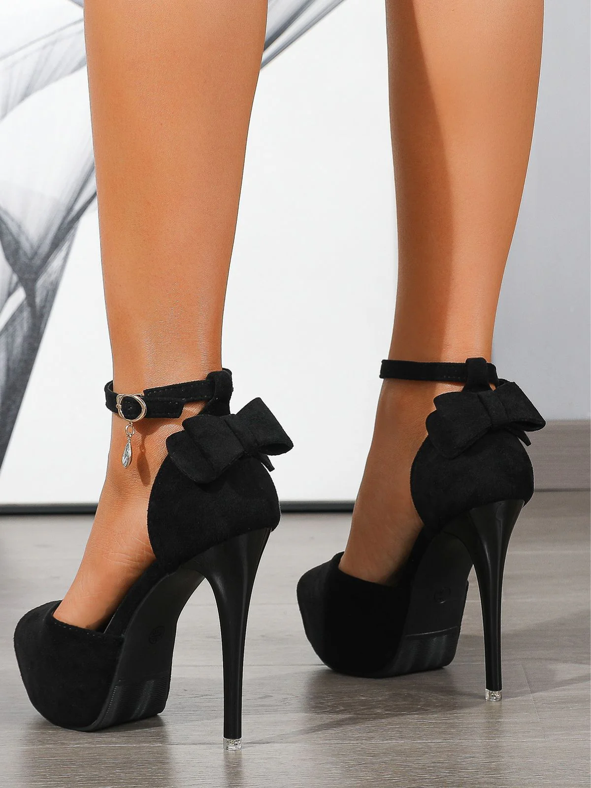 Peeptoe Kristall Bogen Hoch Absätze Schuhe - Image 5