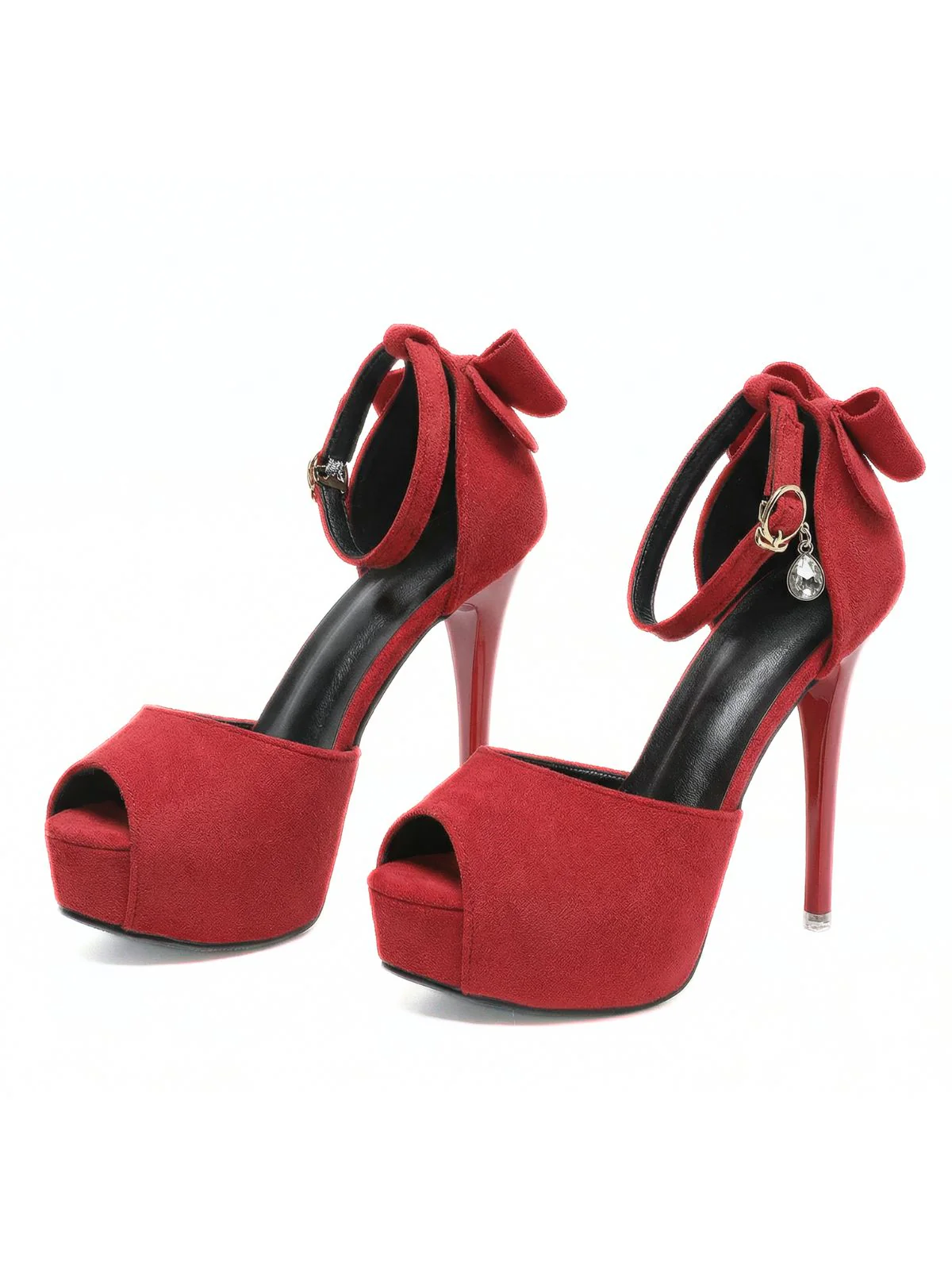 Peeptoe Kristall Bogen Hoch Absätze Schuhe - Image 6