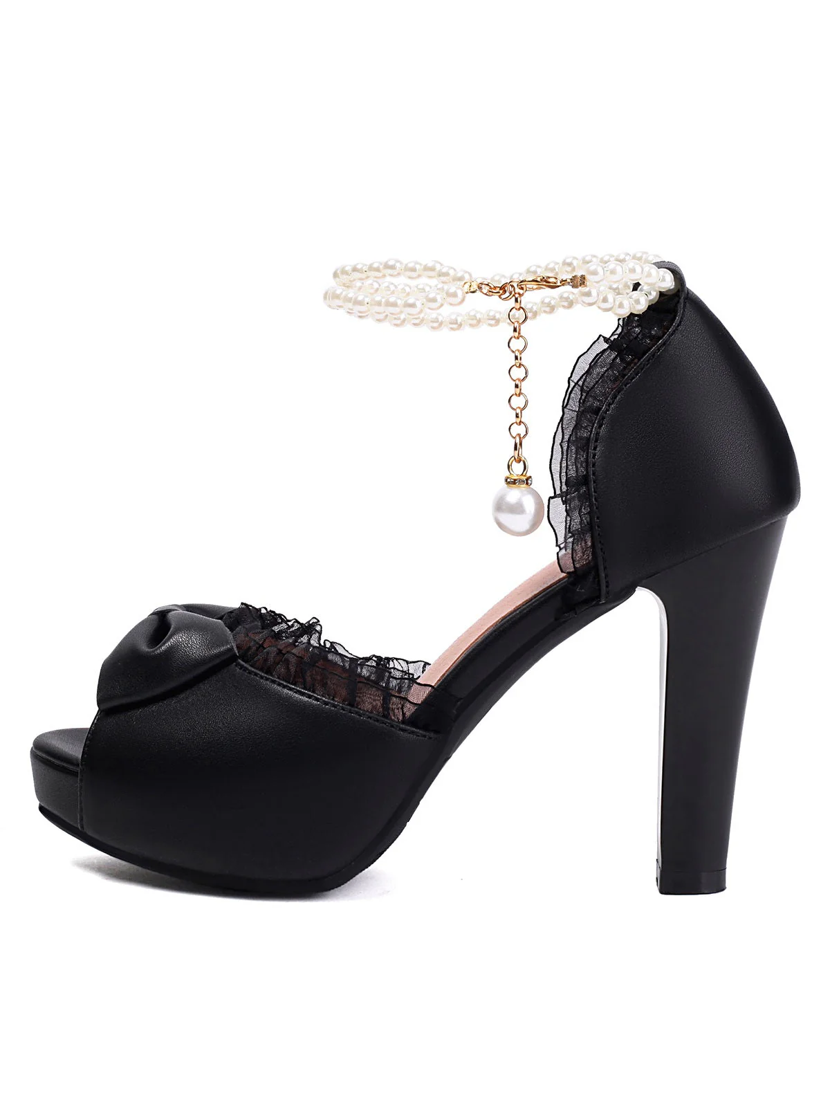 Perle Bogen Spitze Peep Toe High Heels Sandalen - Image 2