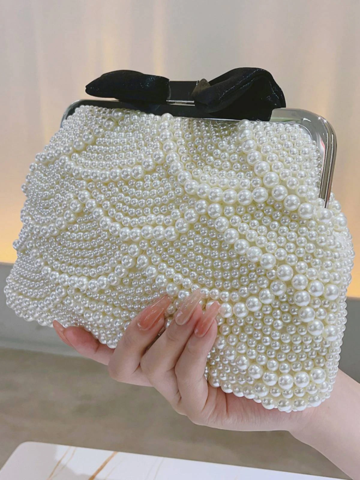 Perlen Bogen Abend Clutch Tasche - Image 3