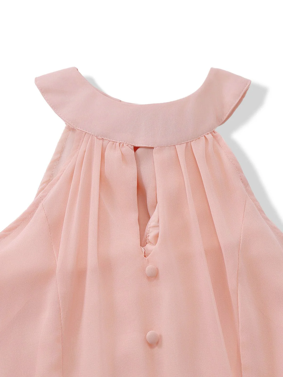 Pfirsich 1940er Halter Cutout Knopfleiste Maxi Kleid - Image 4