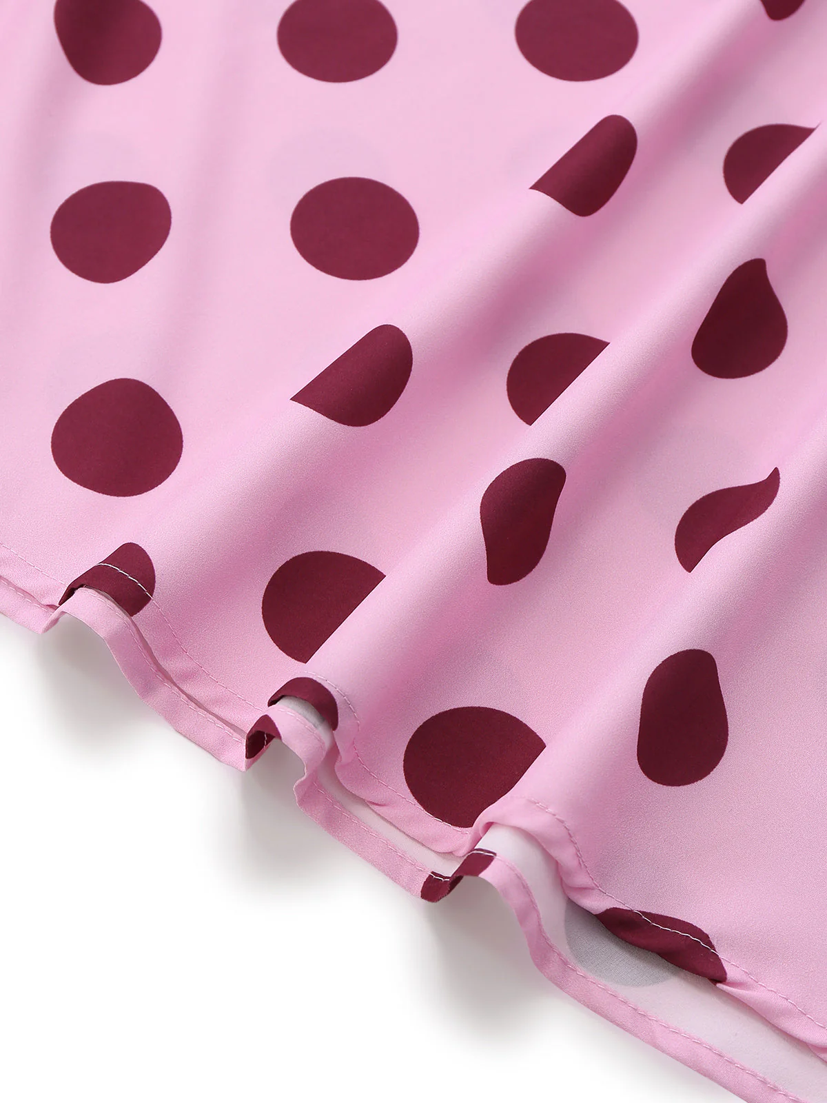Pfirsichrosa 1930er Polka Dot V-Ausschnitt Halter Midi Kleid - Image 4