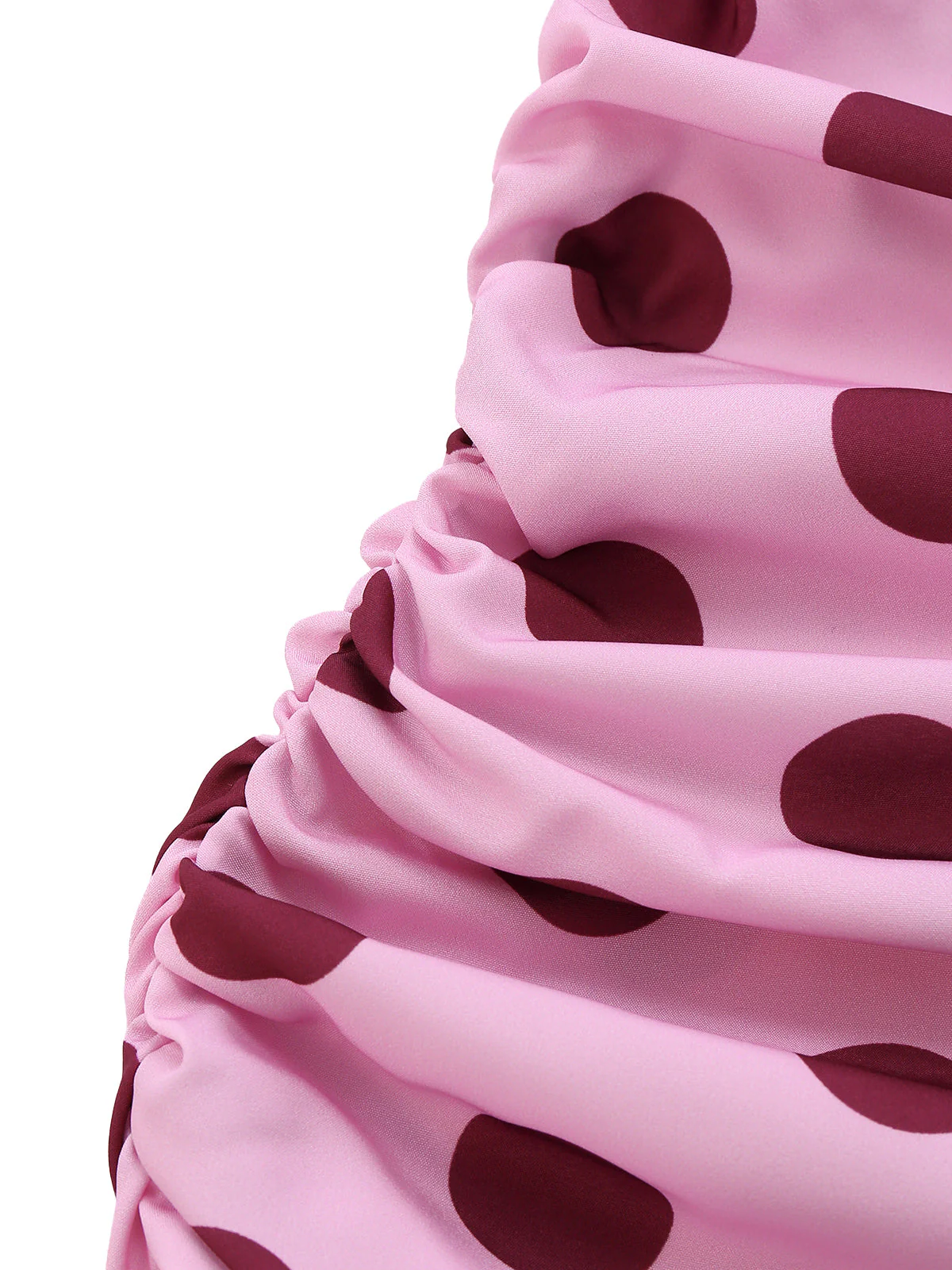 Pfirsichrosa 1930er Polka Dot V-Ausschnitt Halter Midi Kleid - Image 5
