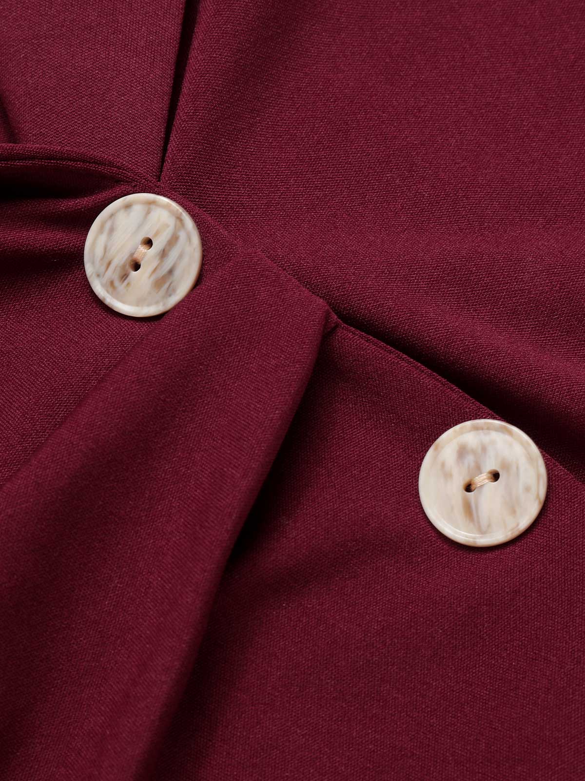 Purpurrot 1940er Solide Lang Reversärmeln Kleid - Image 5