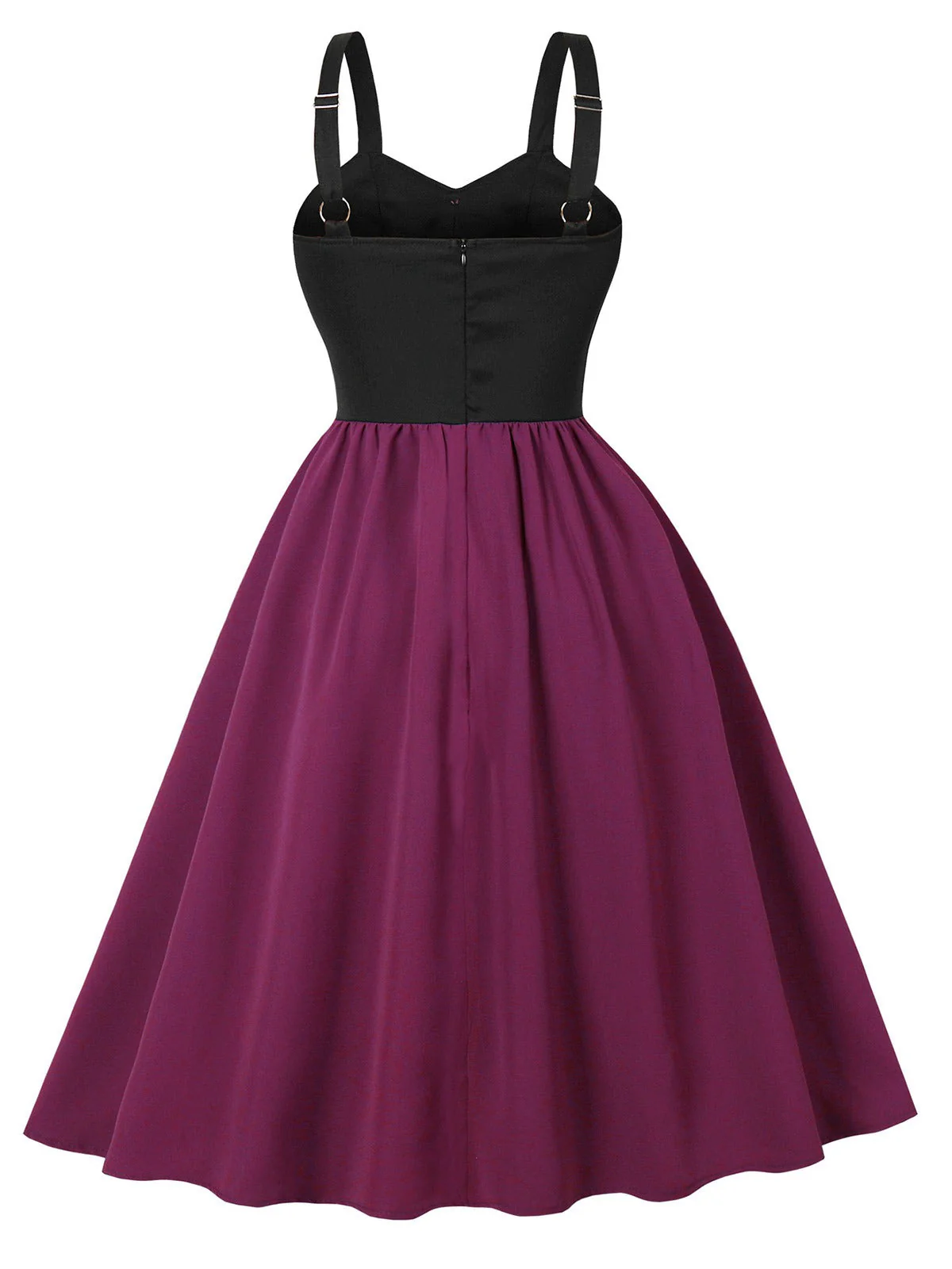 Purpurrot 1950er Katze Breite Träger Swing Kleid - Image 2