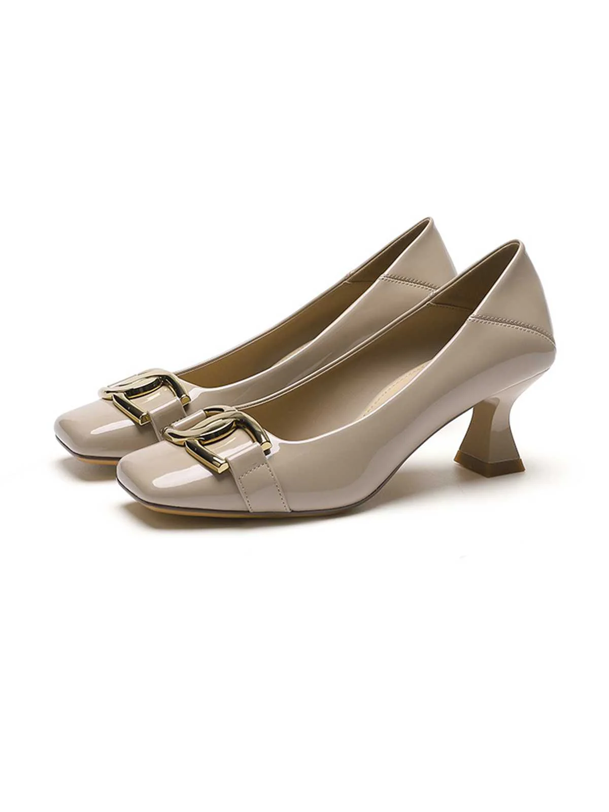 Quadratische Zehenpartie Patent High Heels Schuhe - Image 3