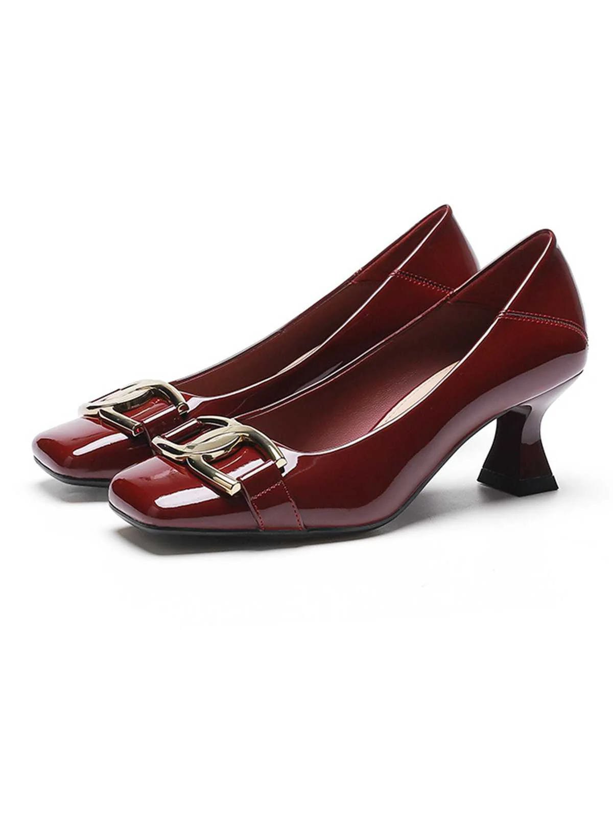 Quadratische Zehenpartie Patent High Heels Schuhe - Image 7