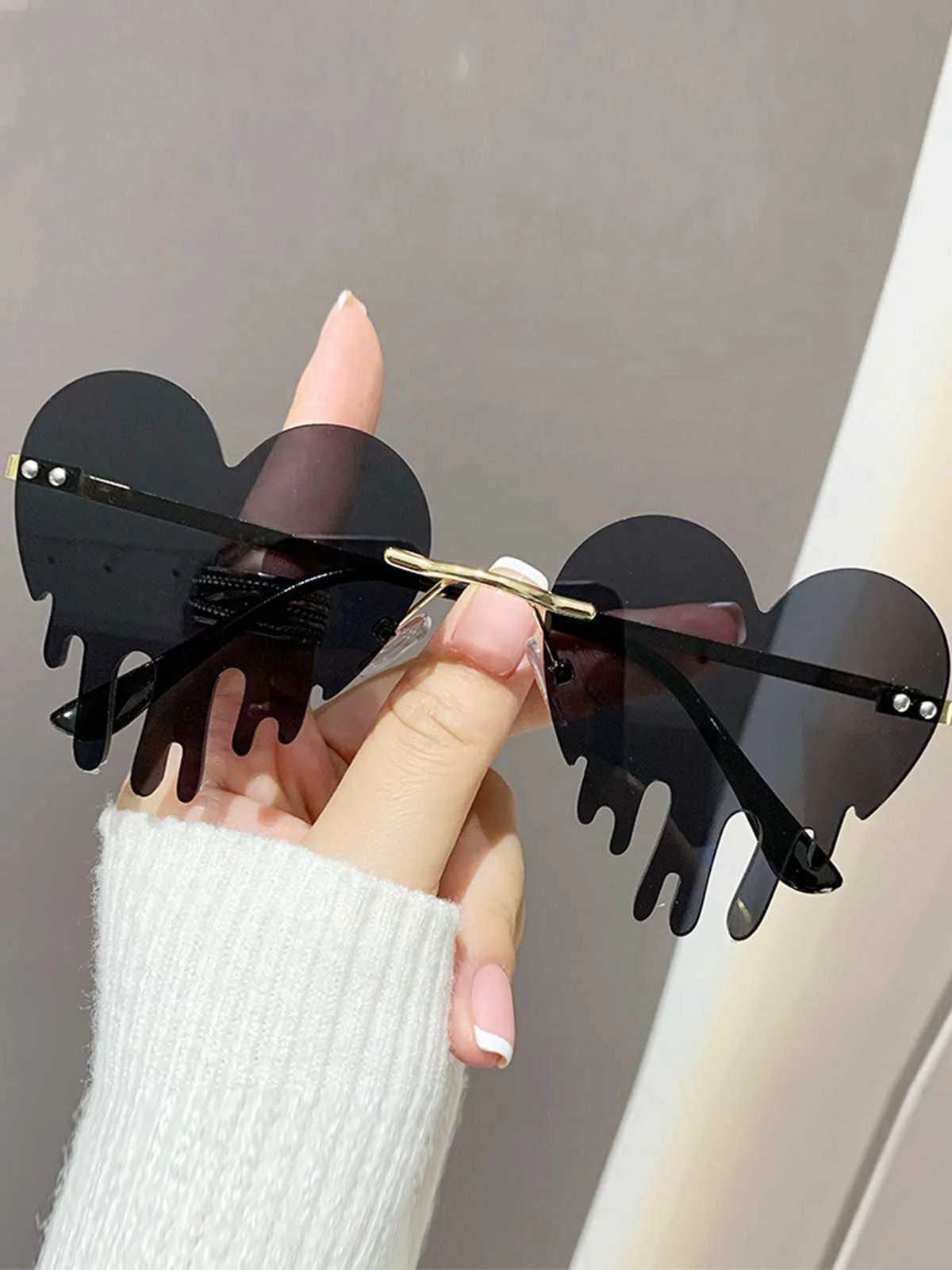 Rahmenlose Tropfen Herz Tränen Sonnenbrille - Image 2